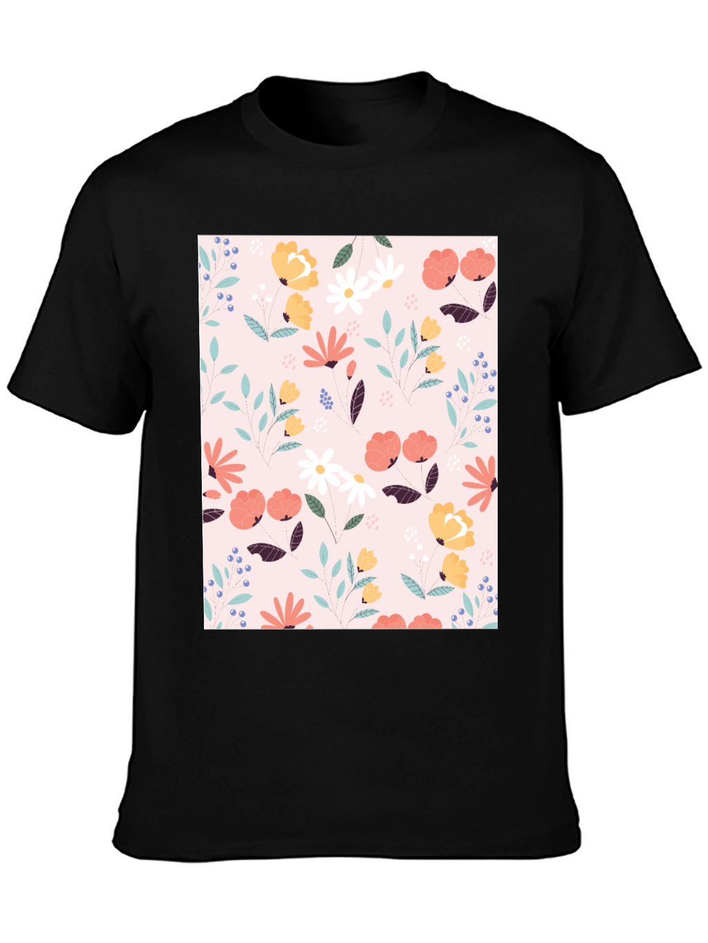 Floral Print Black T-Shirt