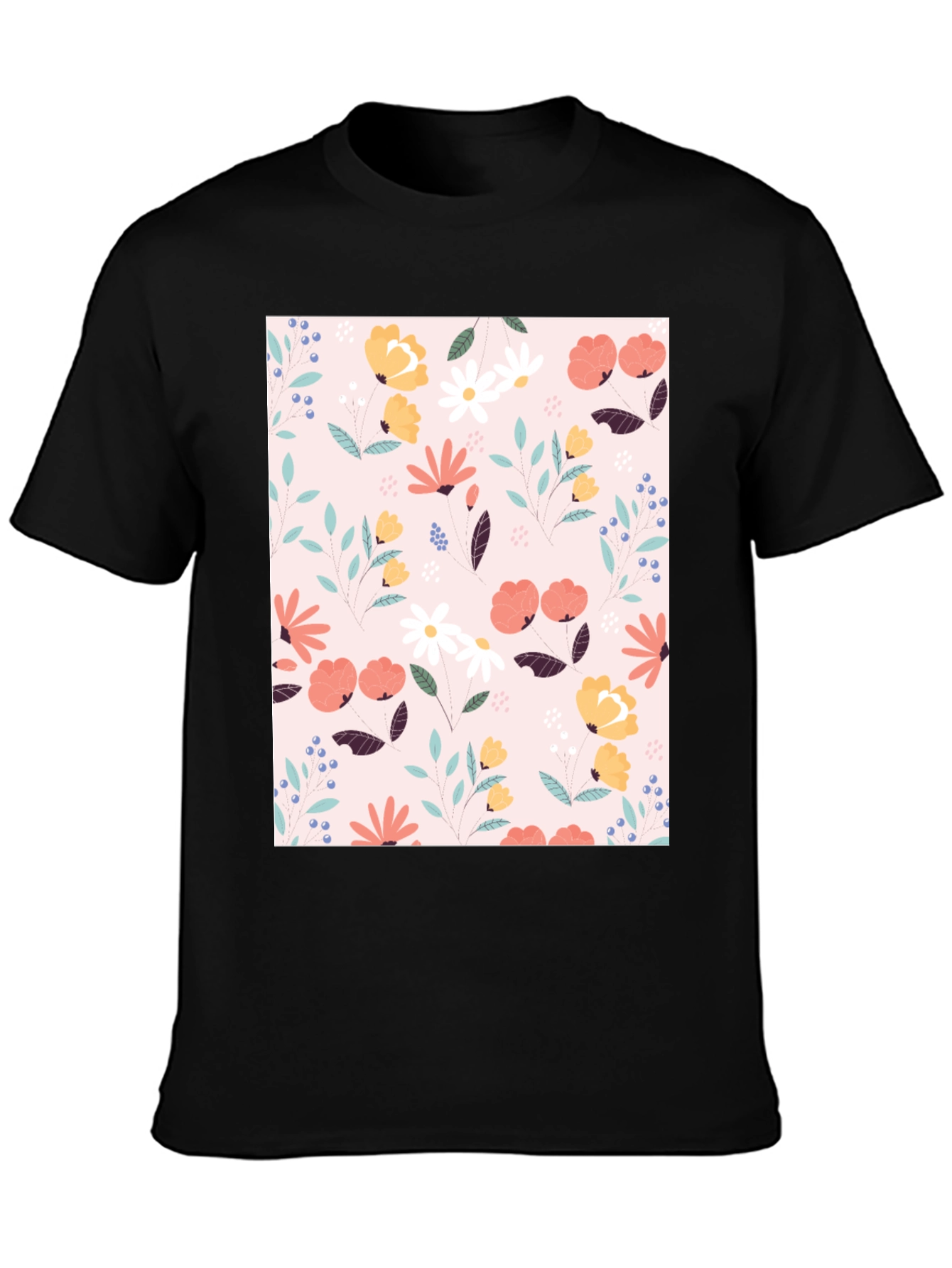 Floral Print Black T-Shirt