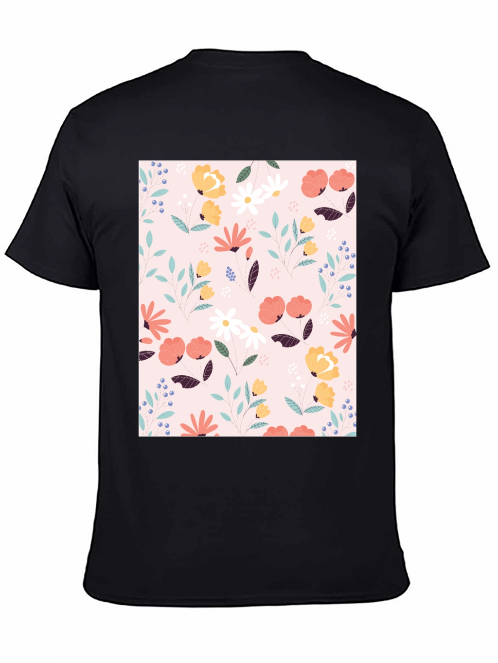 Floral Print Black T-Shirt