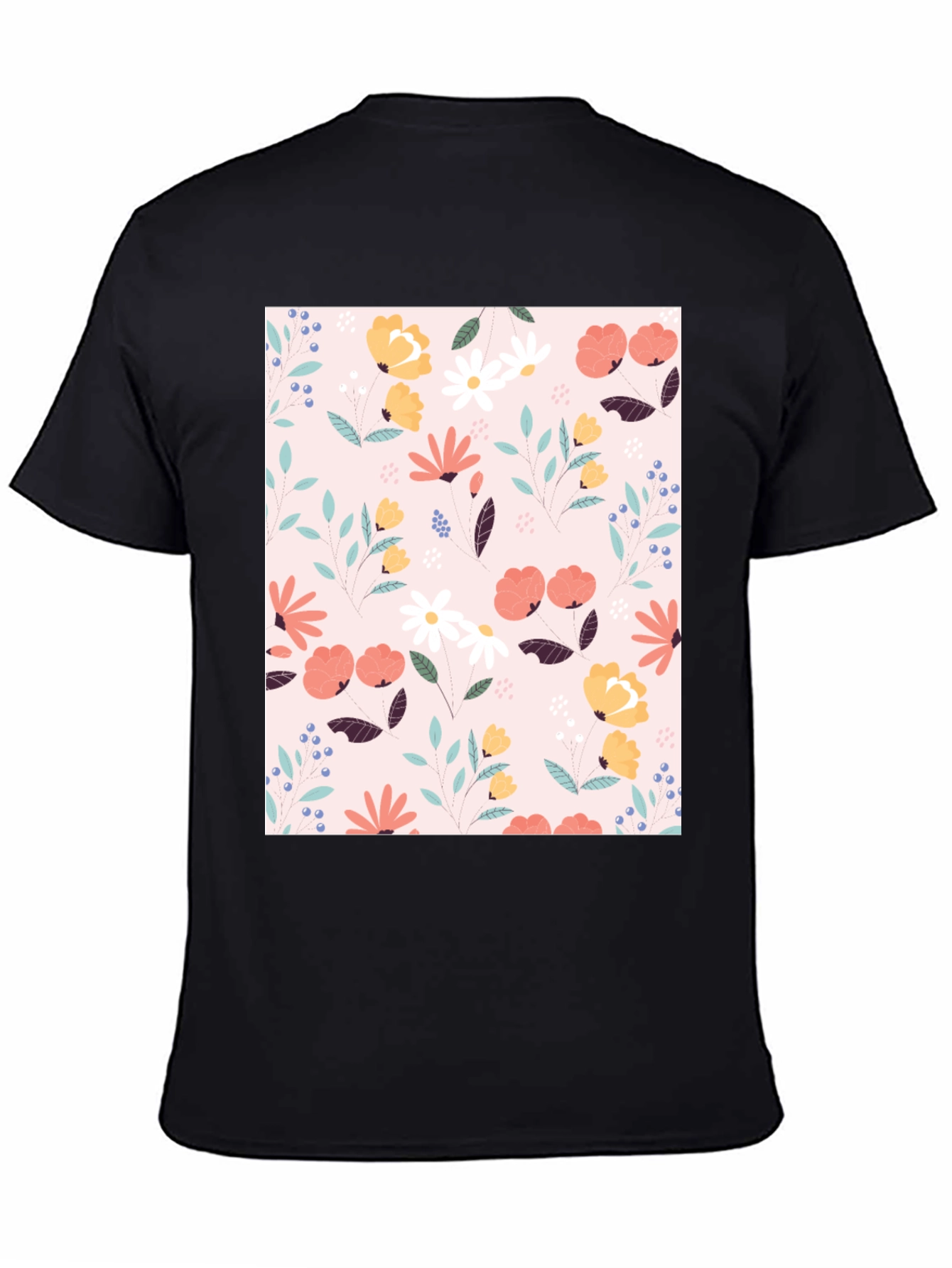 Floral Print Black T-Shirt