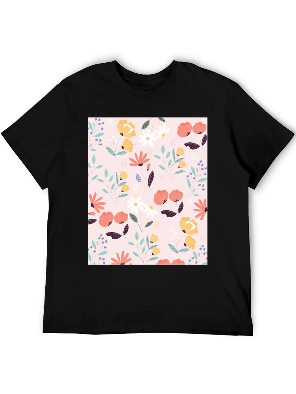 Floral Print Black T-Shirt