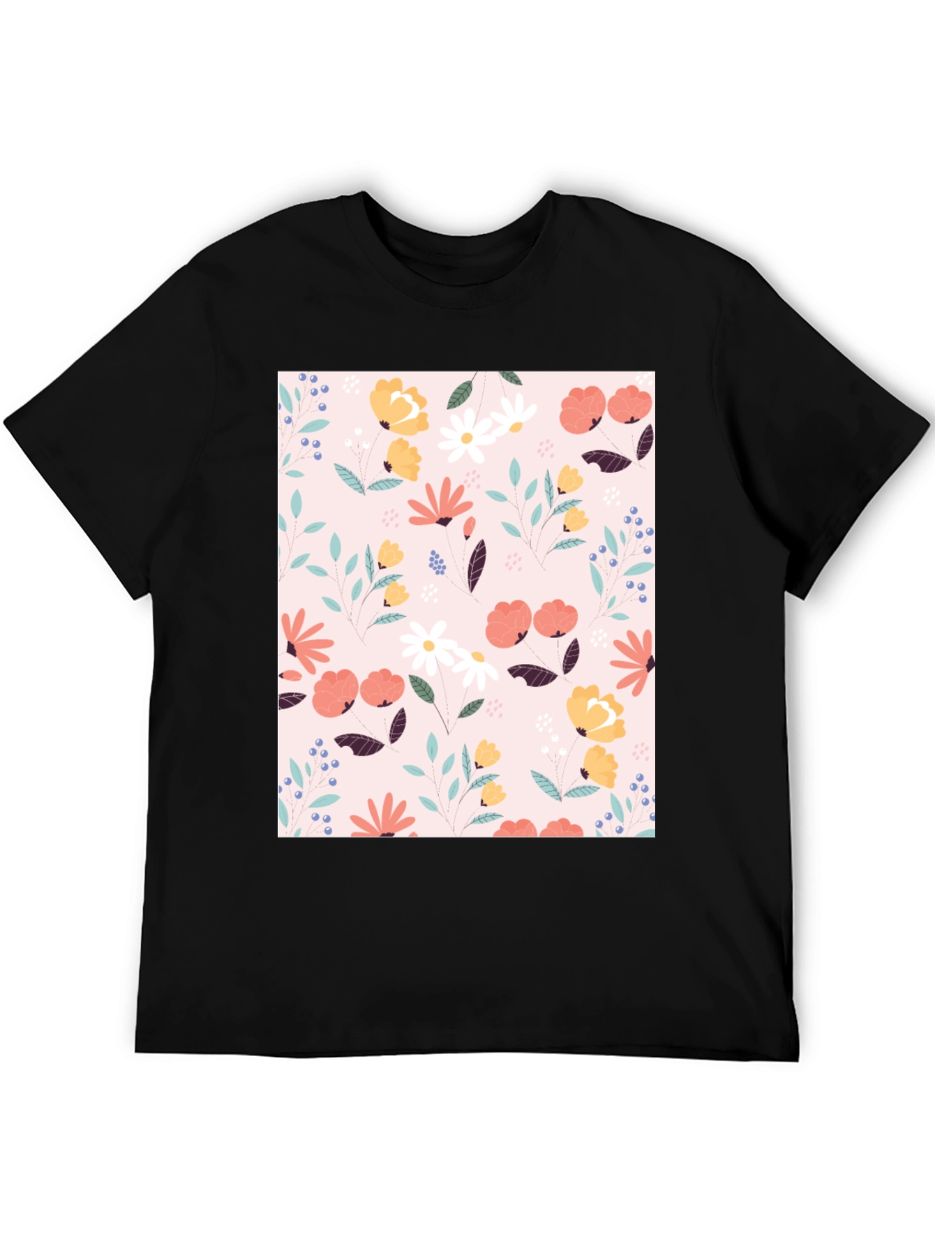 Floral Print Black T-Shirt