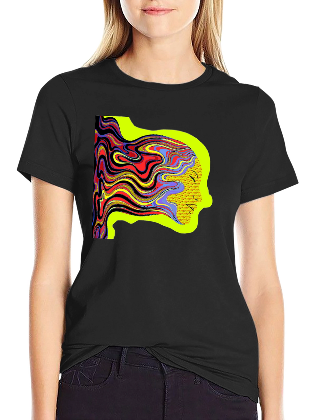 Psychedelic Woman Tee - Artistic Graphic Print Shirt