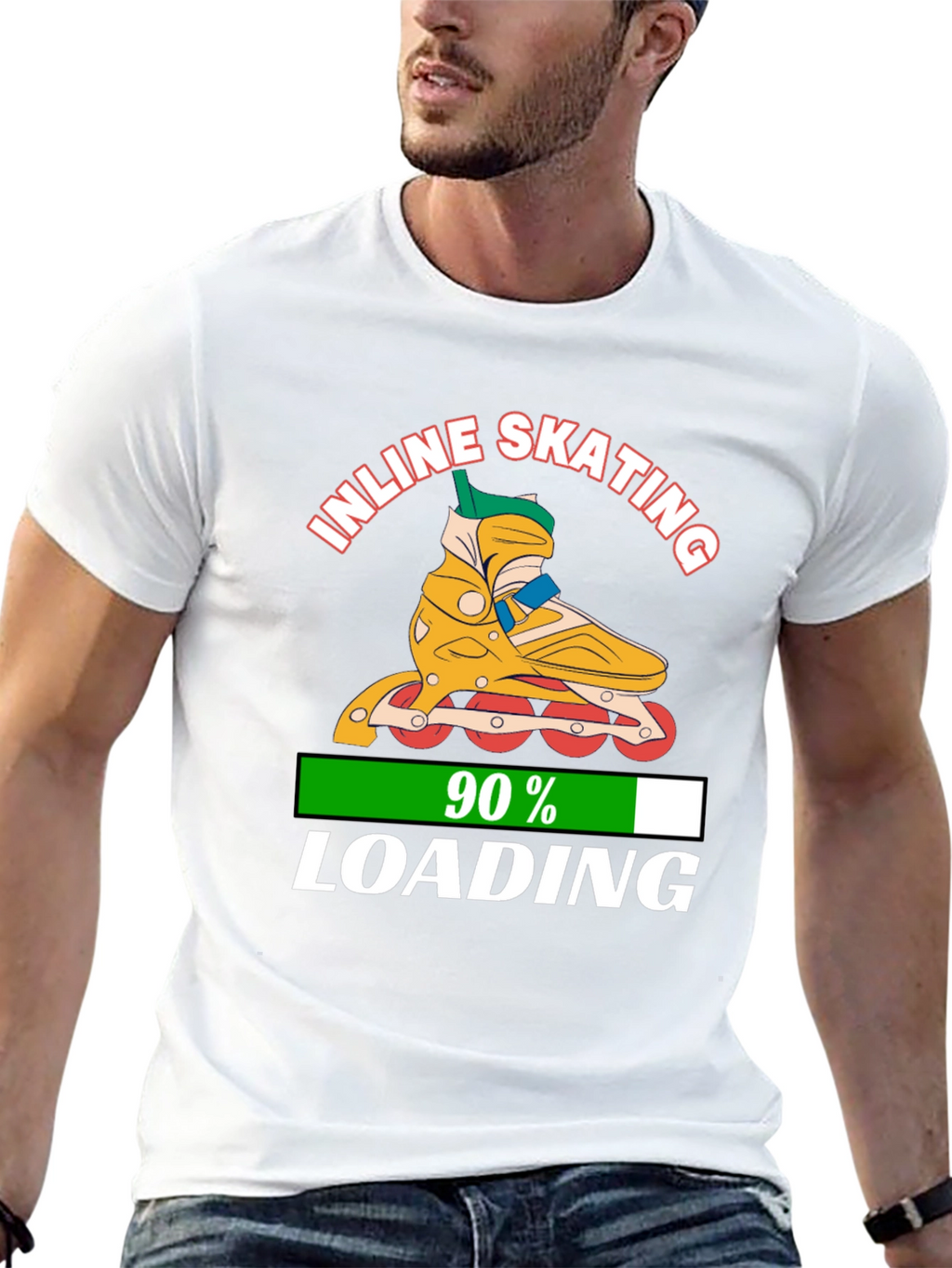 Inline Skating 90% Loading Black Graphic T-Shirt
