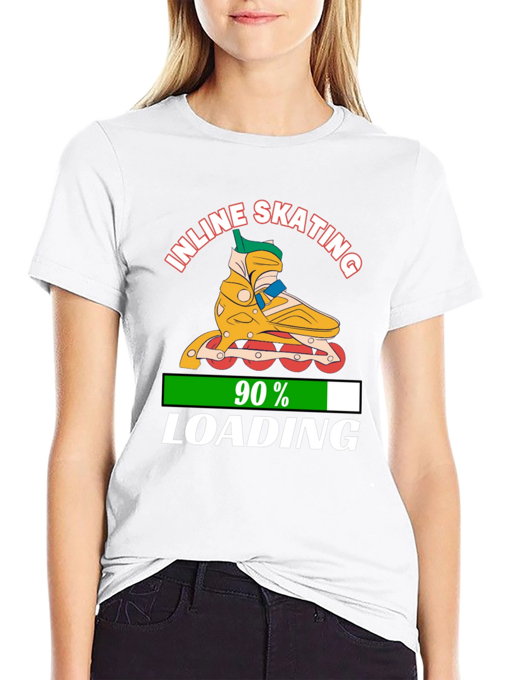 Inline Skating 90% Loading Black Graphic T-Shirt