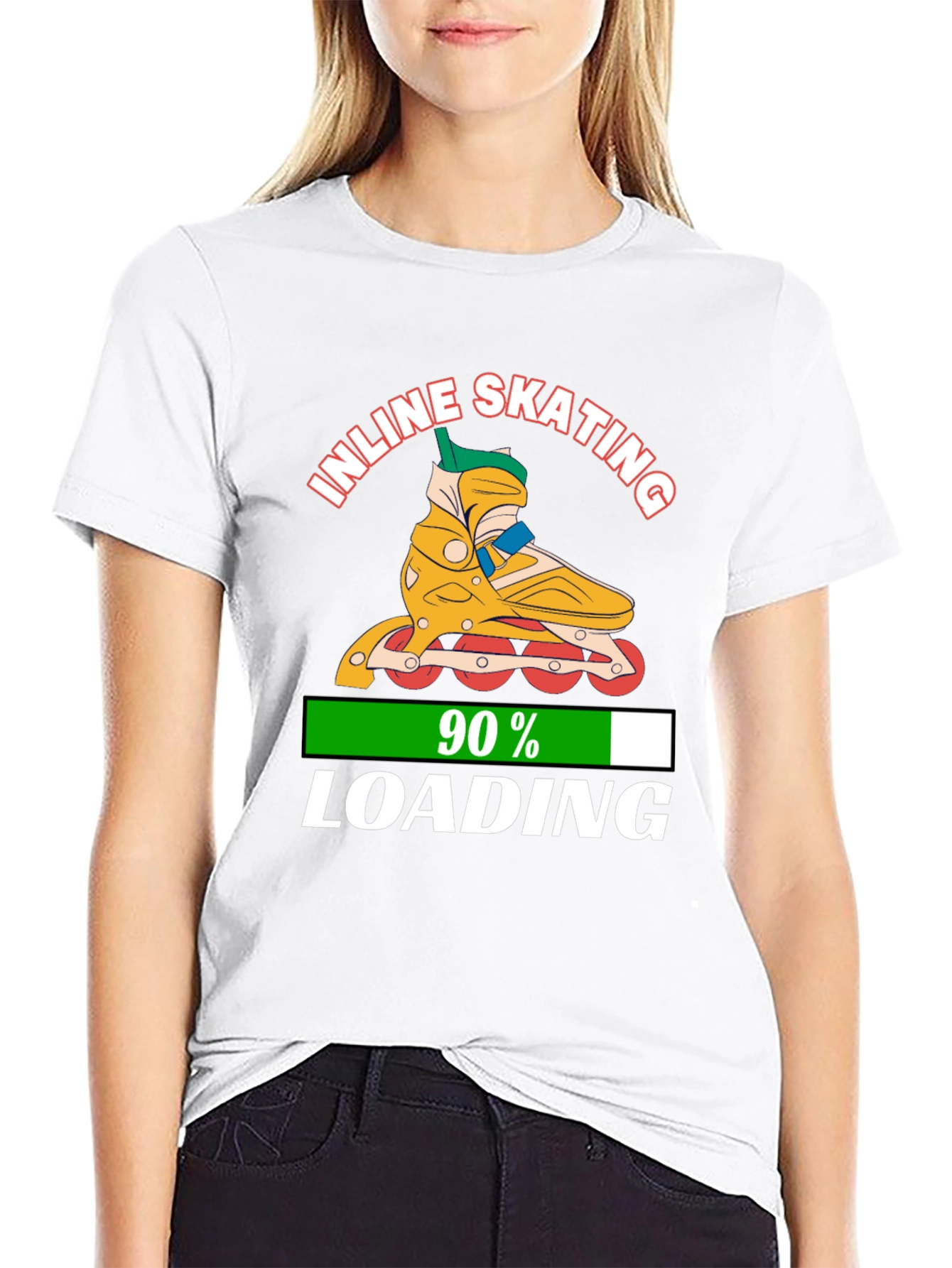 Inline Skating 90% Loading Black Graphic T-Shirt