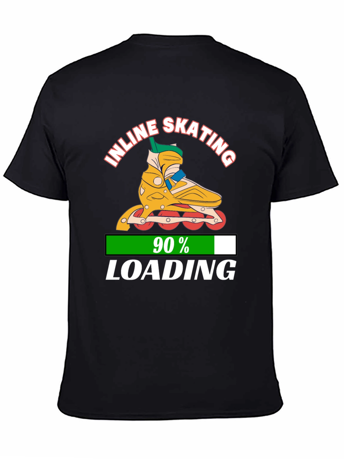 Inline Skating 90% Loading Black Graphic T-Shirt
