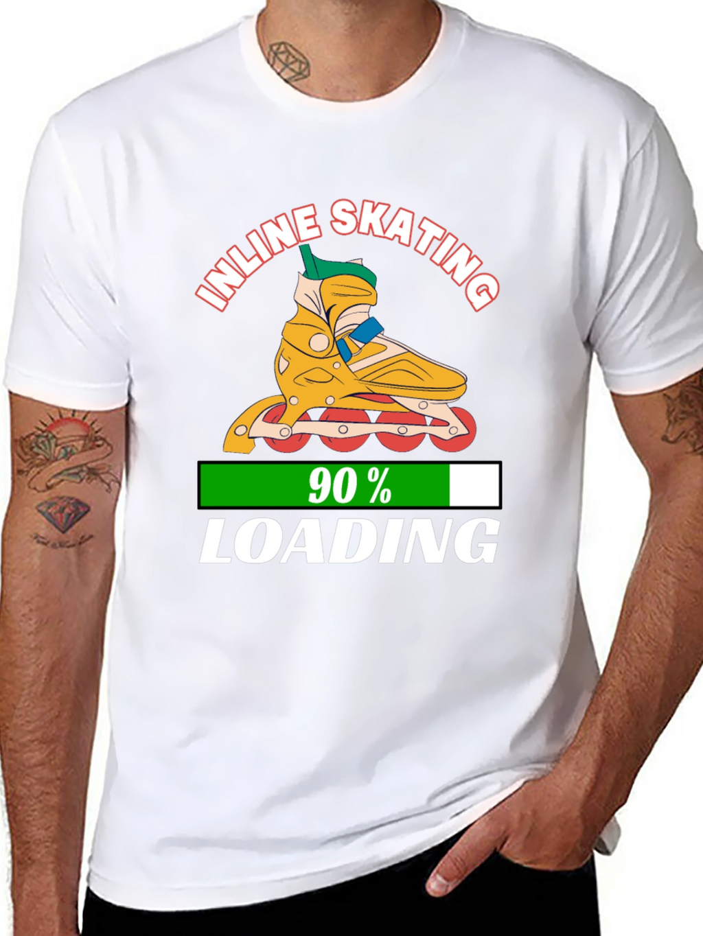 Inline Skating 90% Loading Black Graphic T-Shirt
