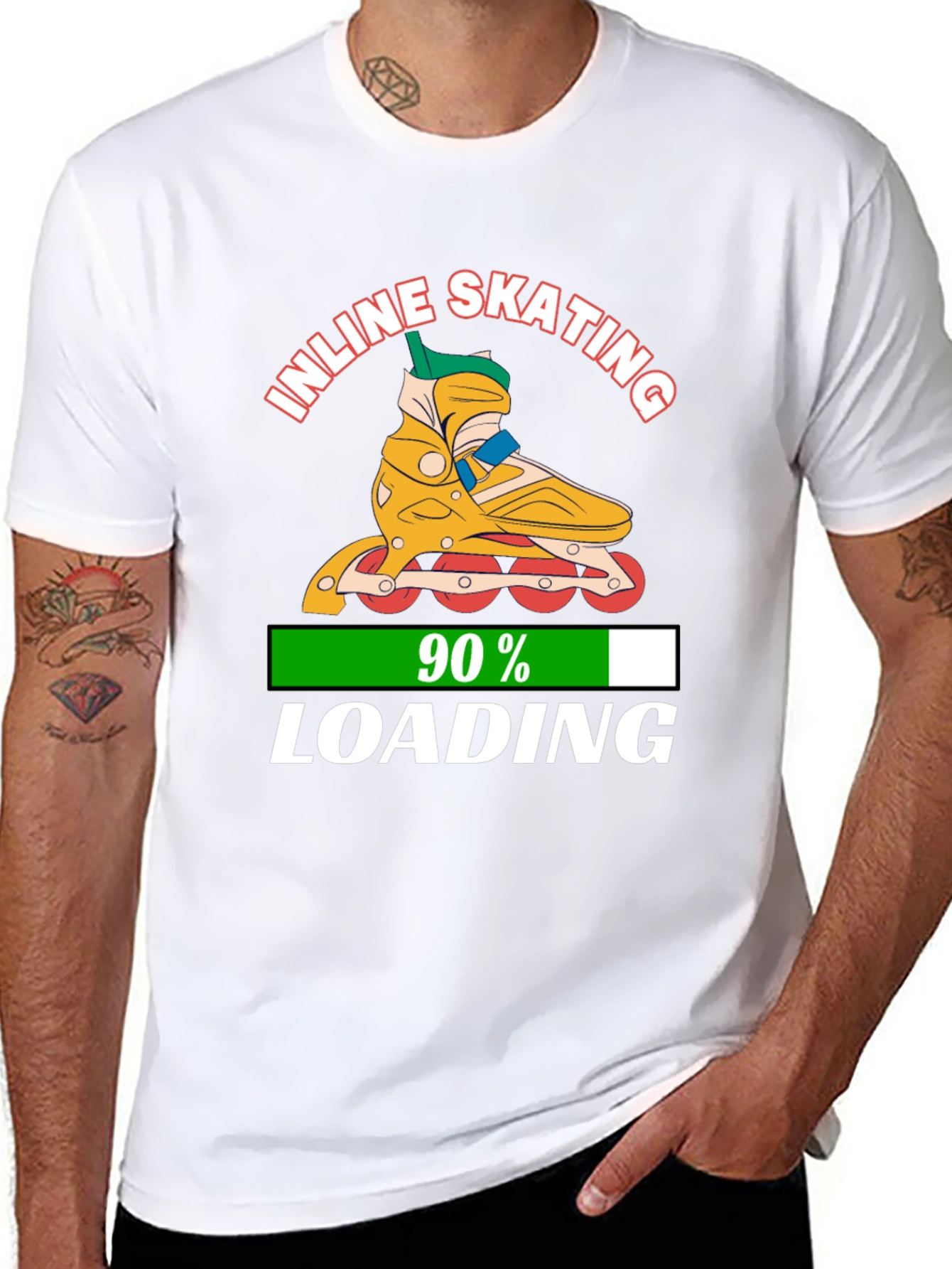 Inline Skating 90% Loading Black Graphic T-Shirt