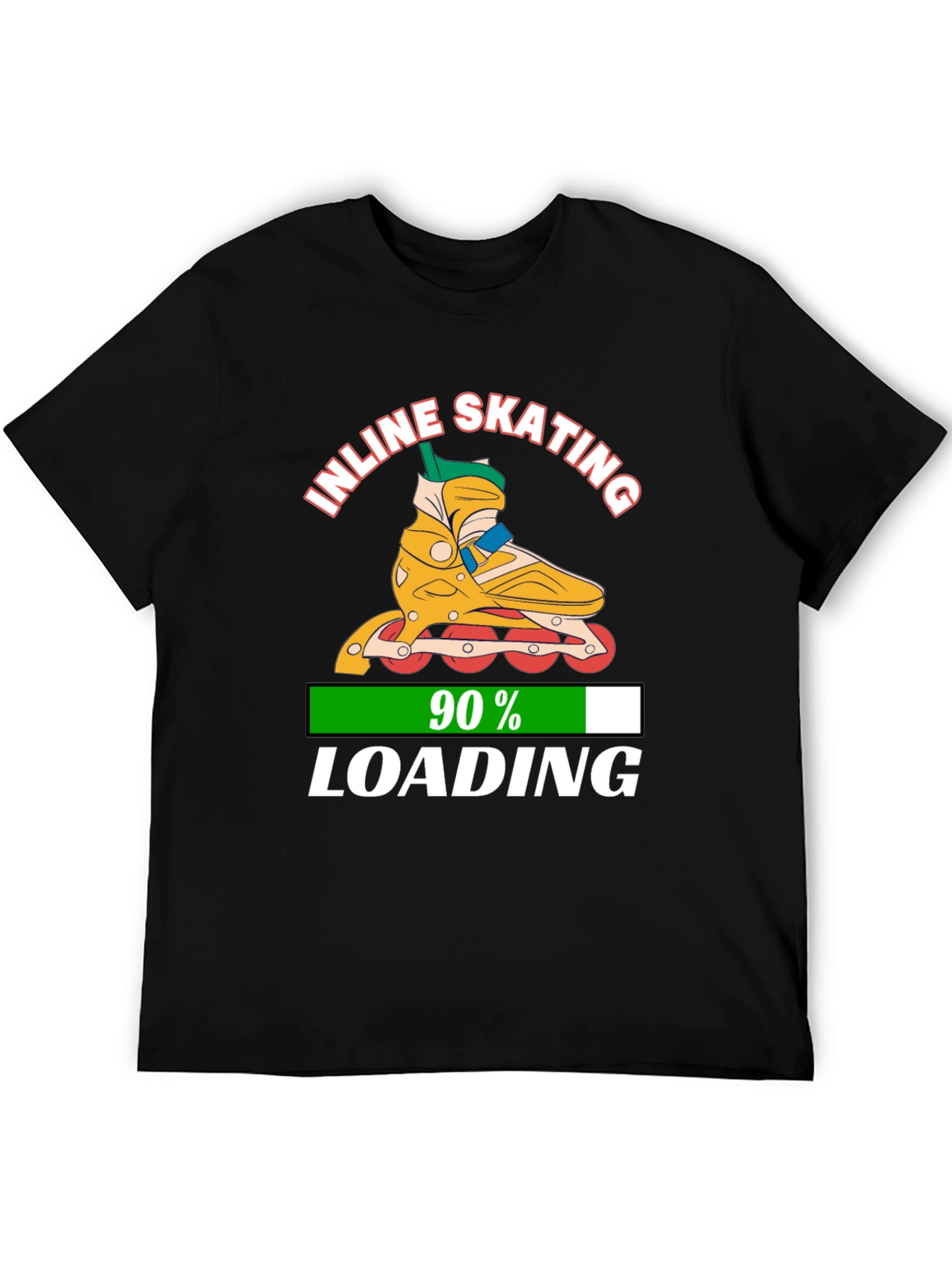 Inline Skating 90% Loading Black Graphic T-Shirt