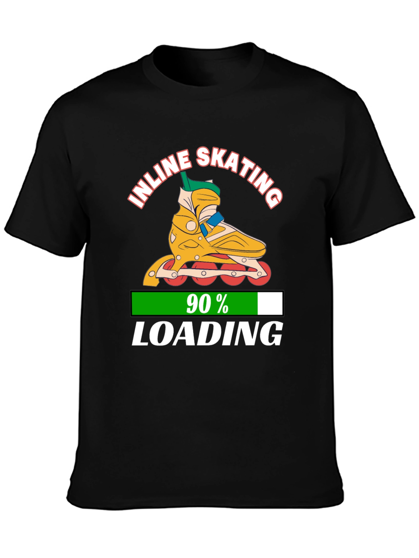 Inline Skating 90% Loading Black Graphic T-Shirt