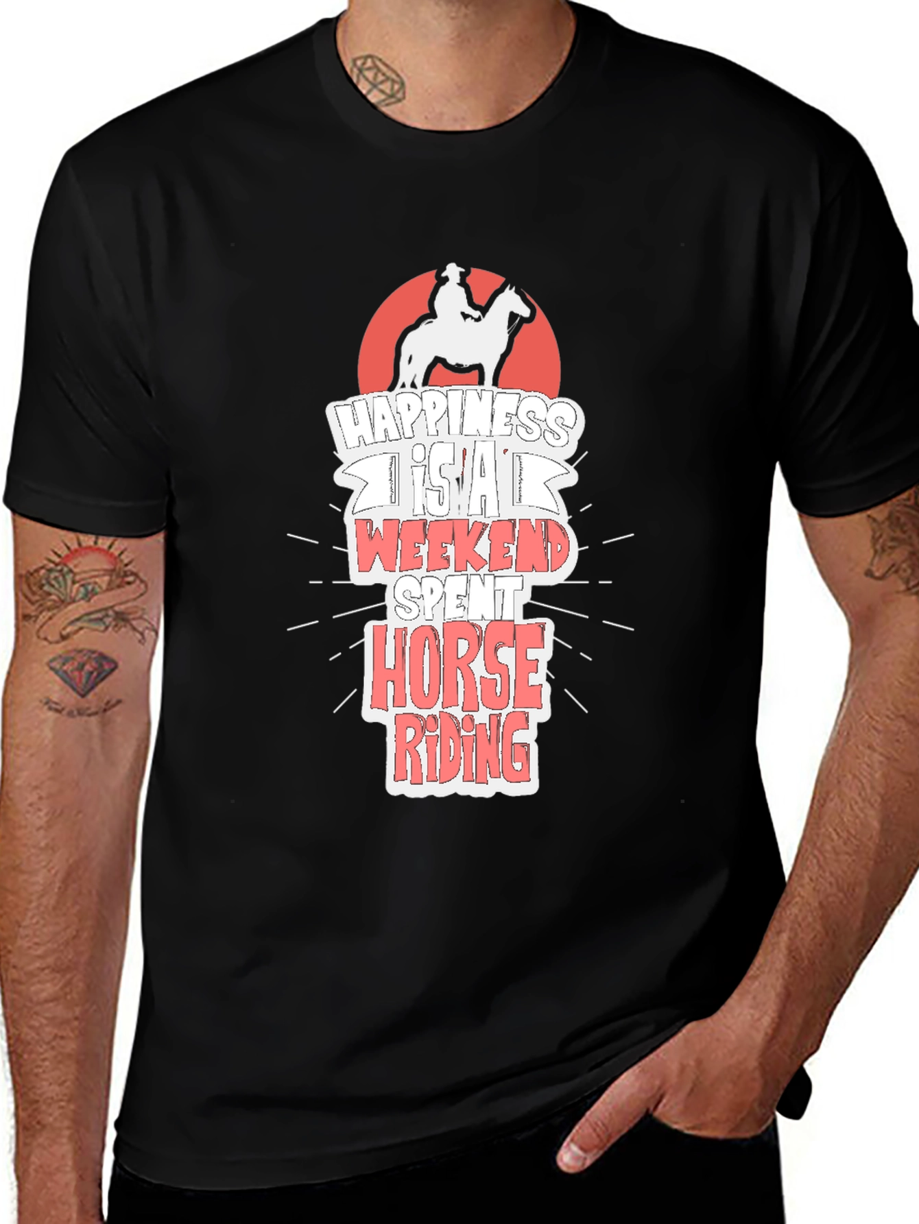 Horse Riding T-Shirt - Happiness is a Weekend Spent Riding