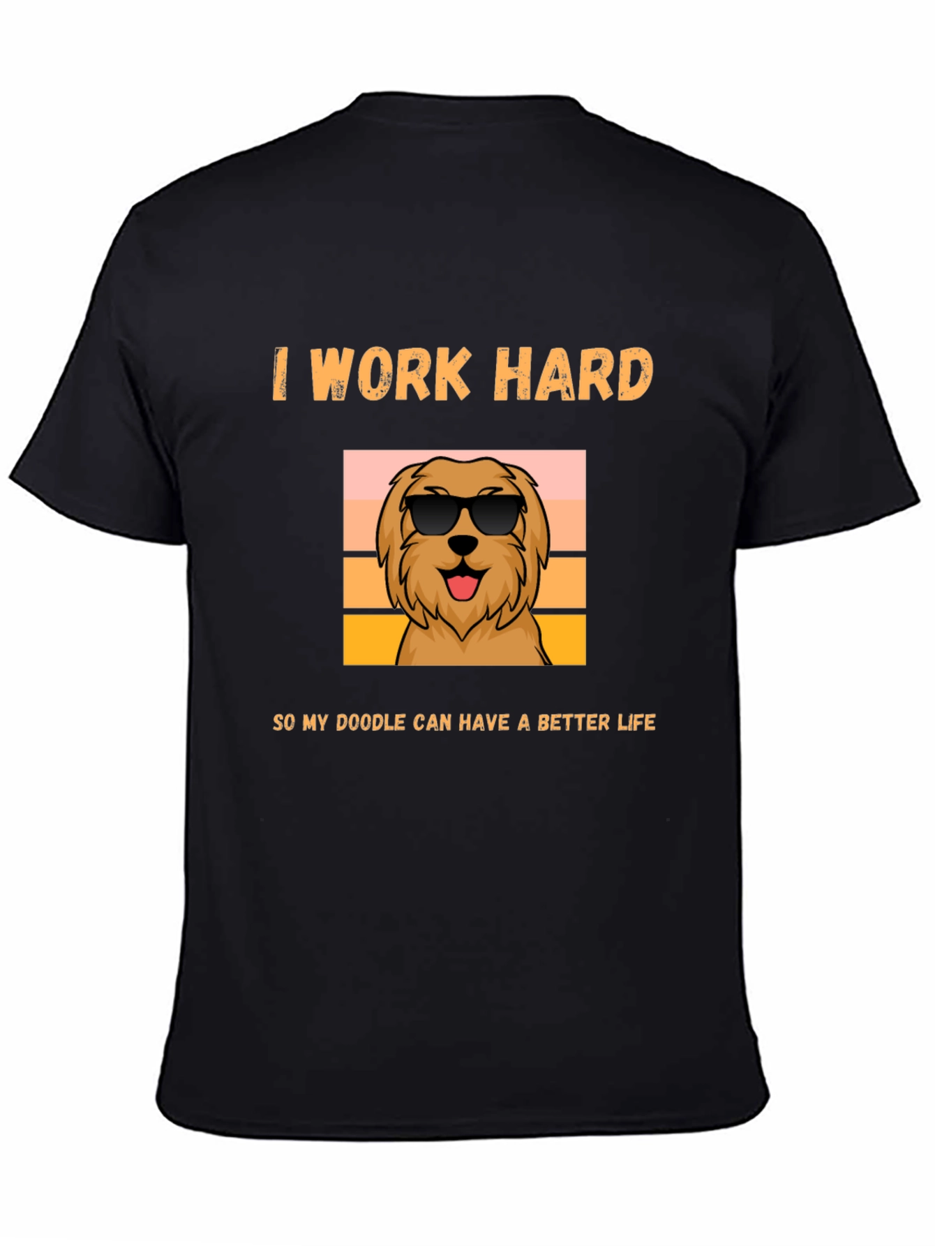 I Work Hard Doodle Dog Graphic T-Shirt