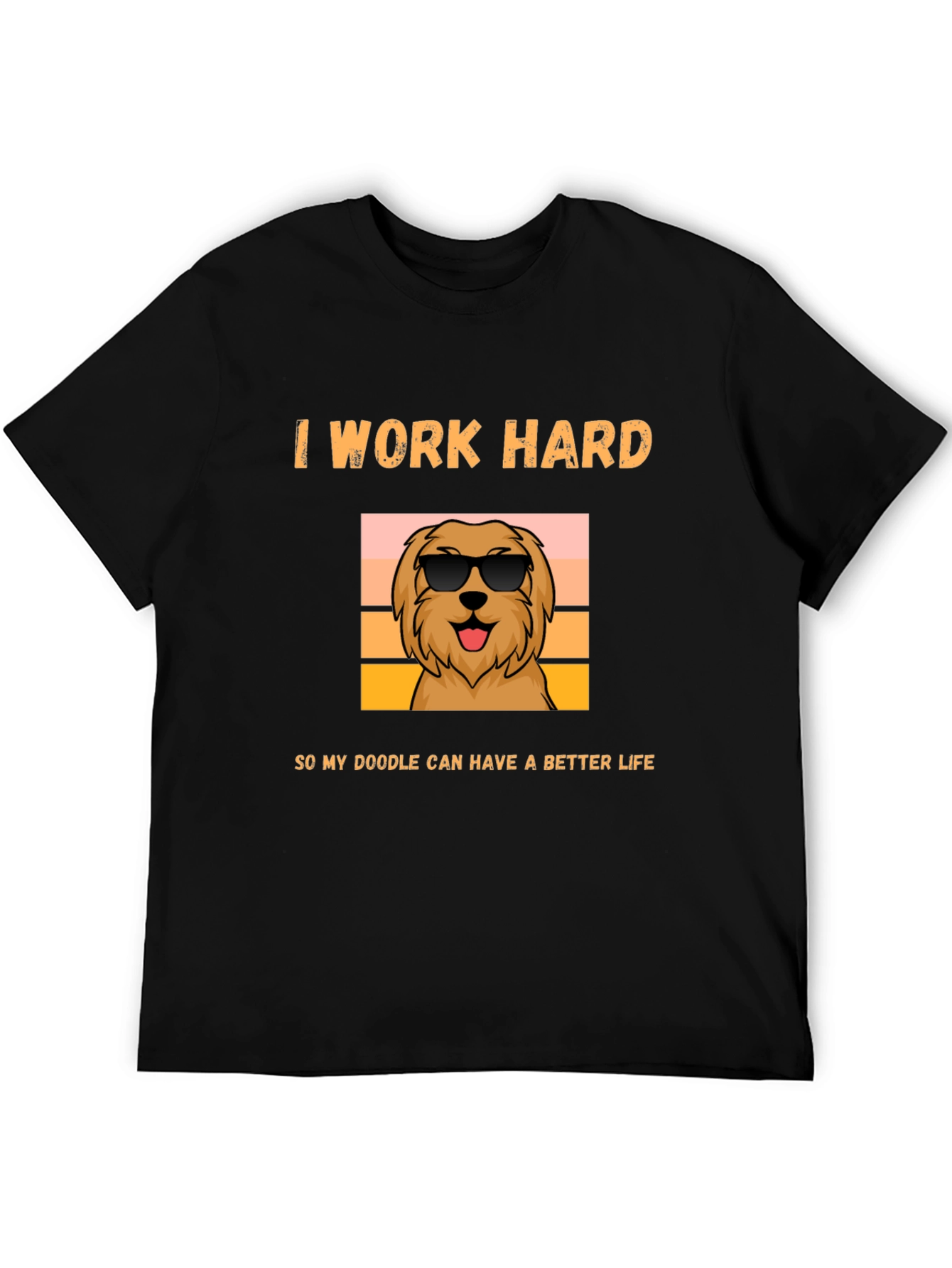 I Work Hard Doodle Dog Graphic T-Shirt