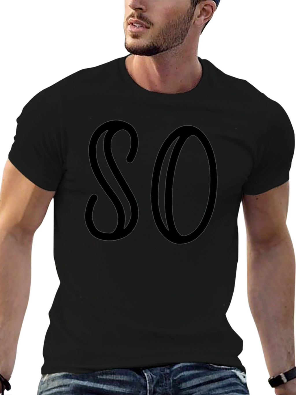 SO Graphic Tee - Black Cotton Blend Casual T-Shirt