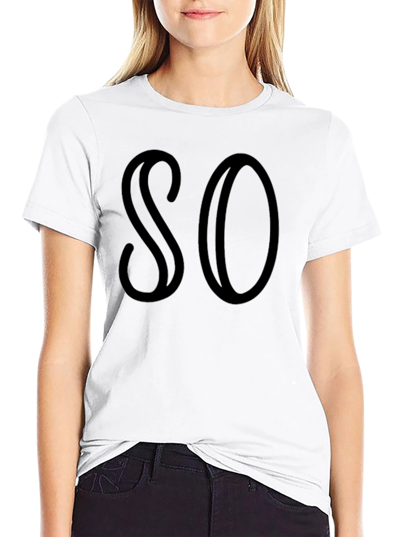SO Graphic Tee - Black Cotton Blend Casual T-Shirt