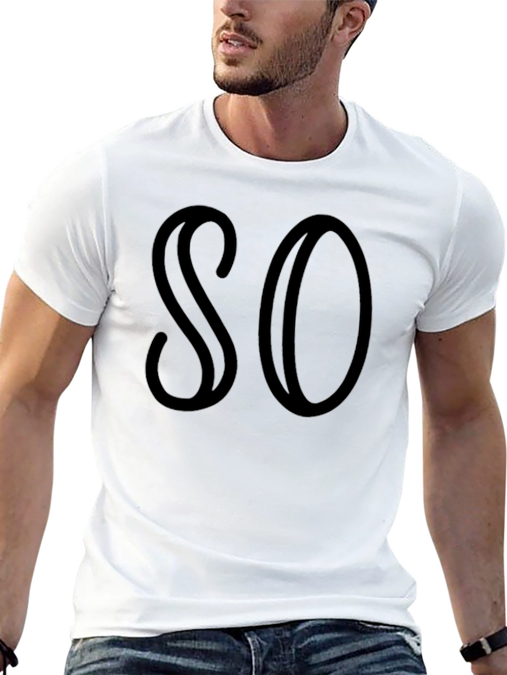 SO Graphic Tee - Black Cotton Blend Casual T-Shirt