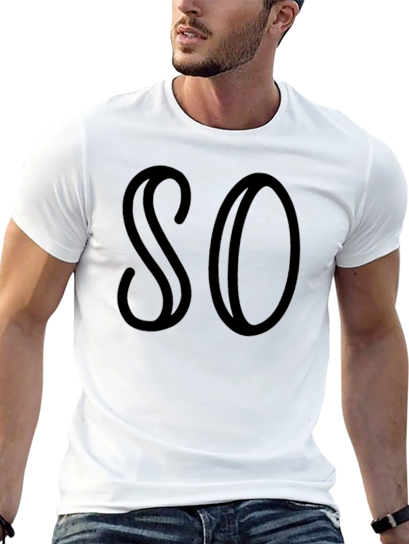SO Graphic Tee - Black Cotton Blend Casual T-Shirt