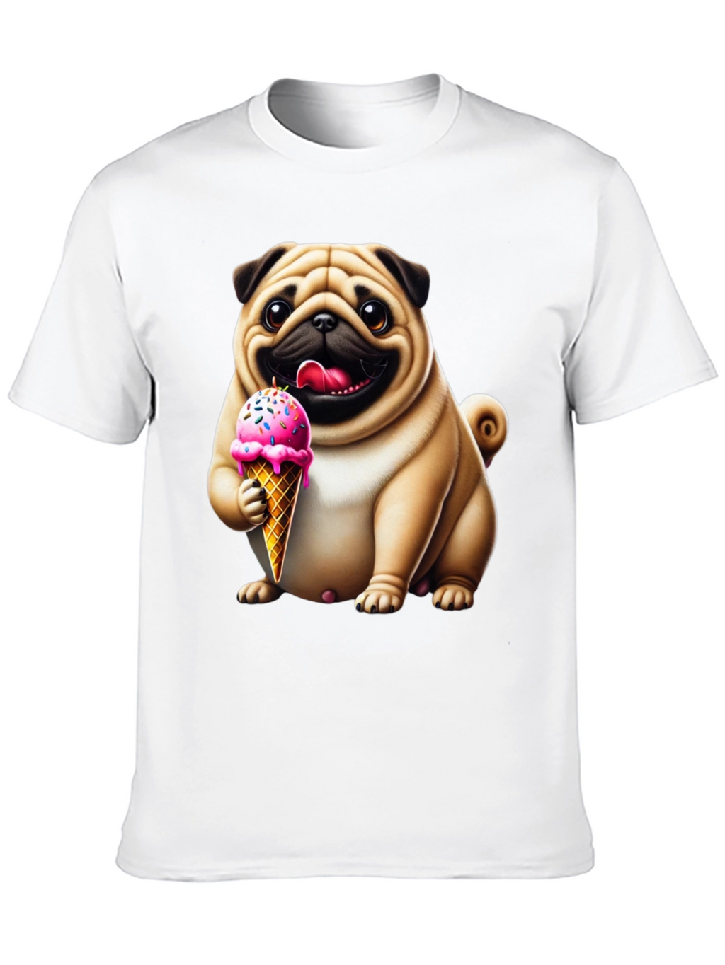 Pug Ice Cream T-Shirt - Adorable Dog Tee