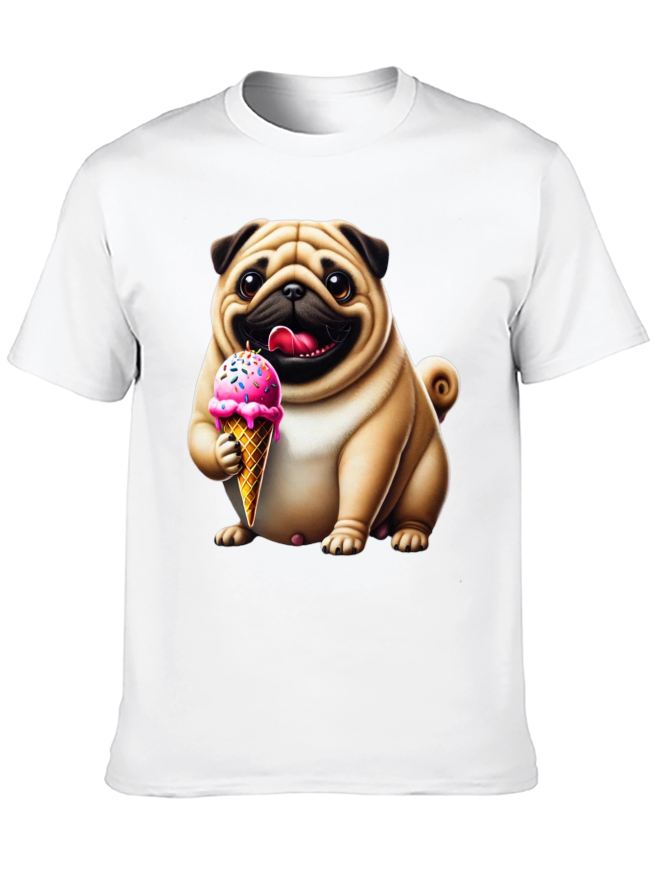 Pug Ice Cream T-Shirt - Adorable Dog Tee