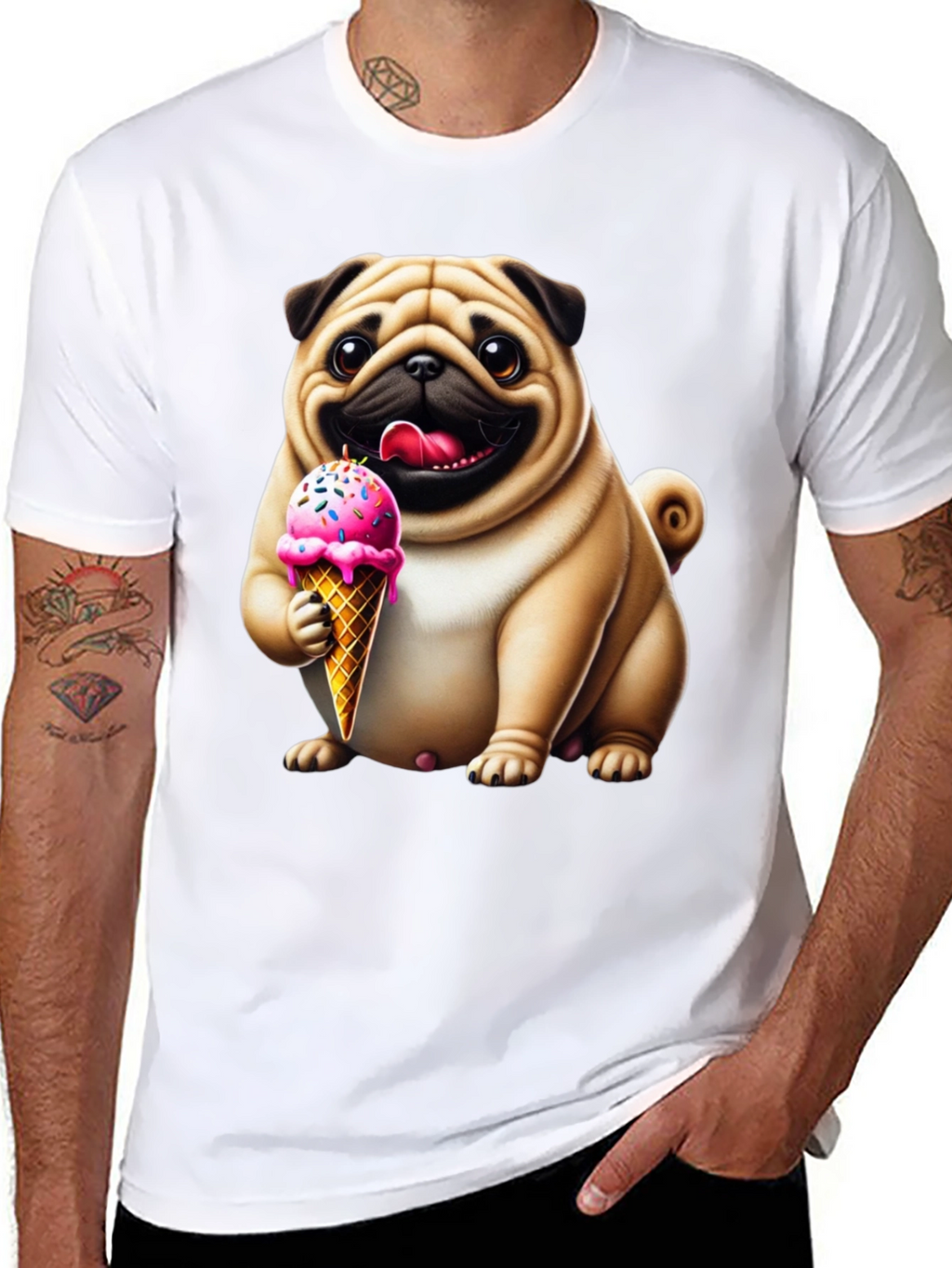 Pug Ice Cream T-Shirt - Adorable Dog Tee