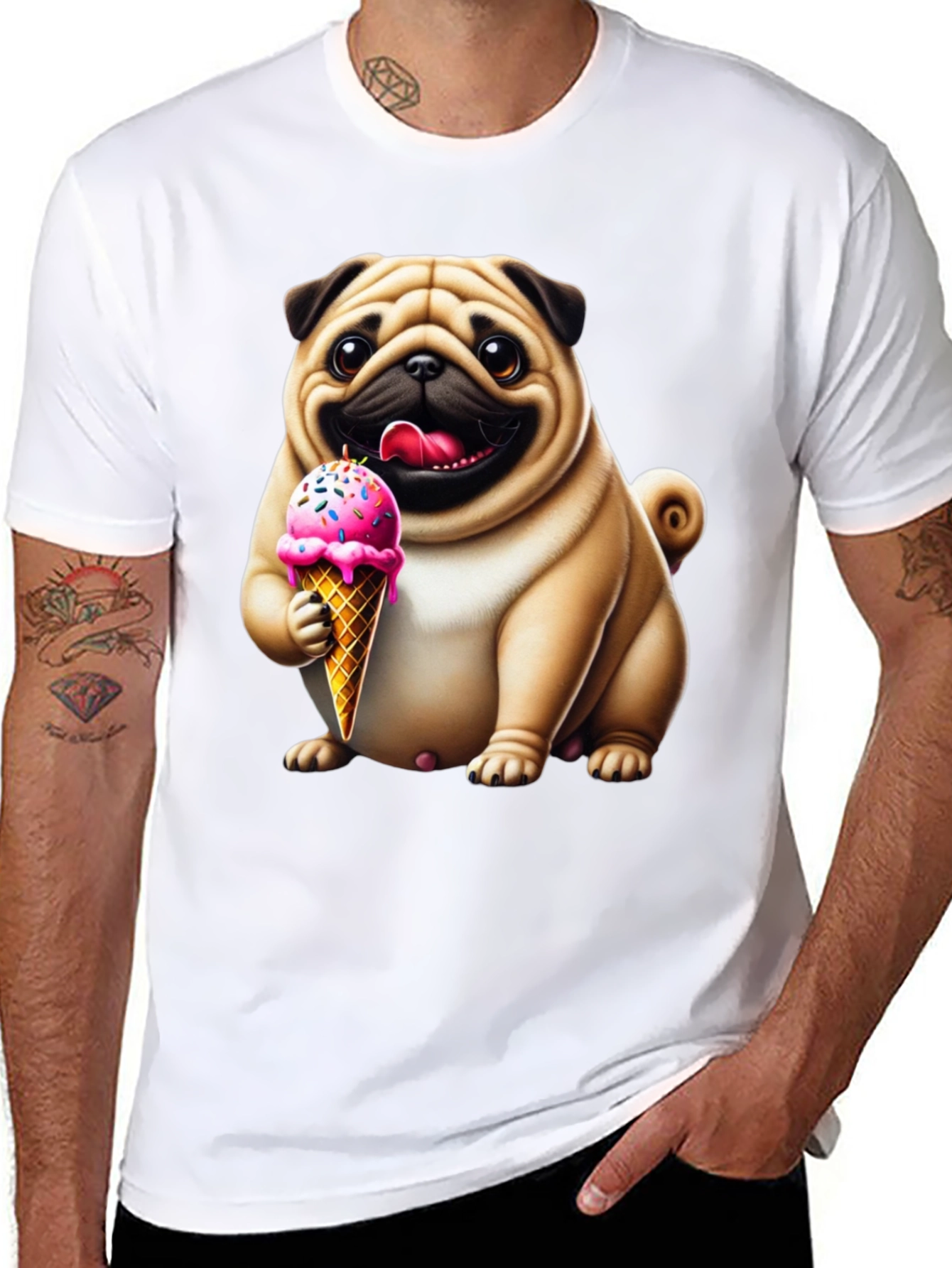 Pug Ice Cream T-Shirt - Adorable Dog Tee