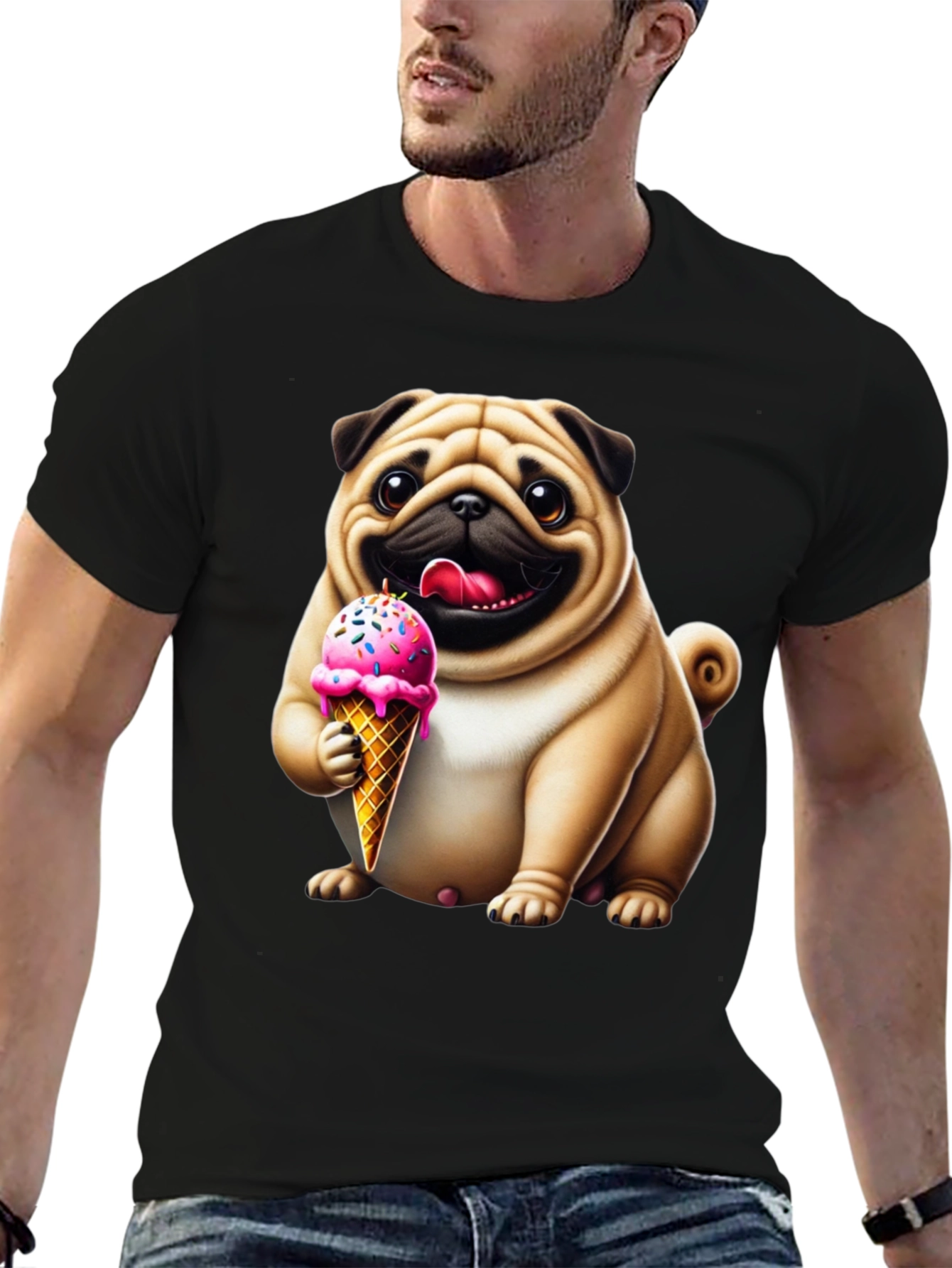 Pug Ice Cream T-Shirt - Adorable Dog Tee