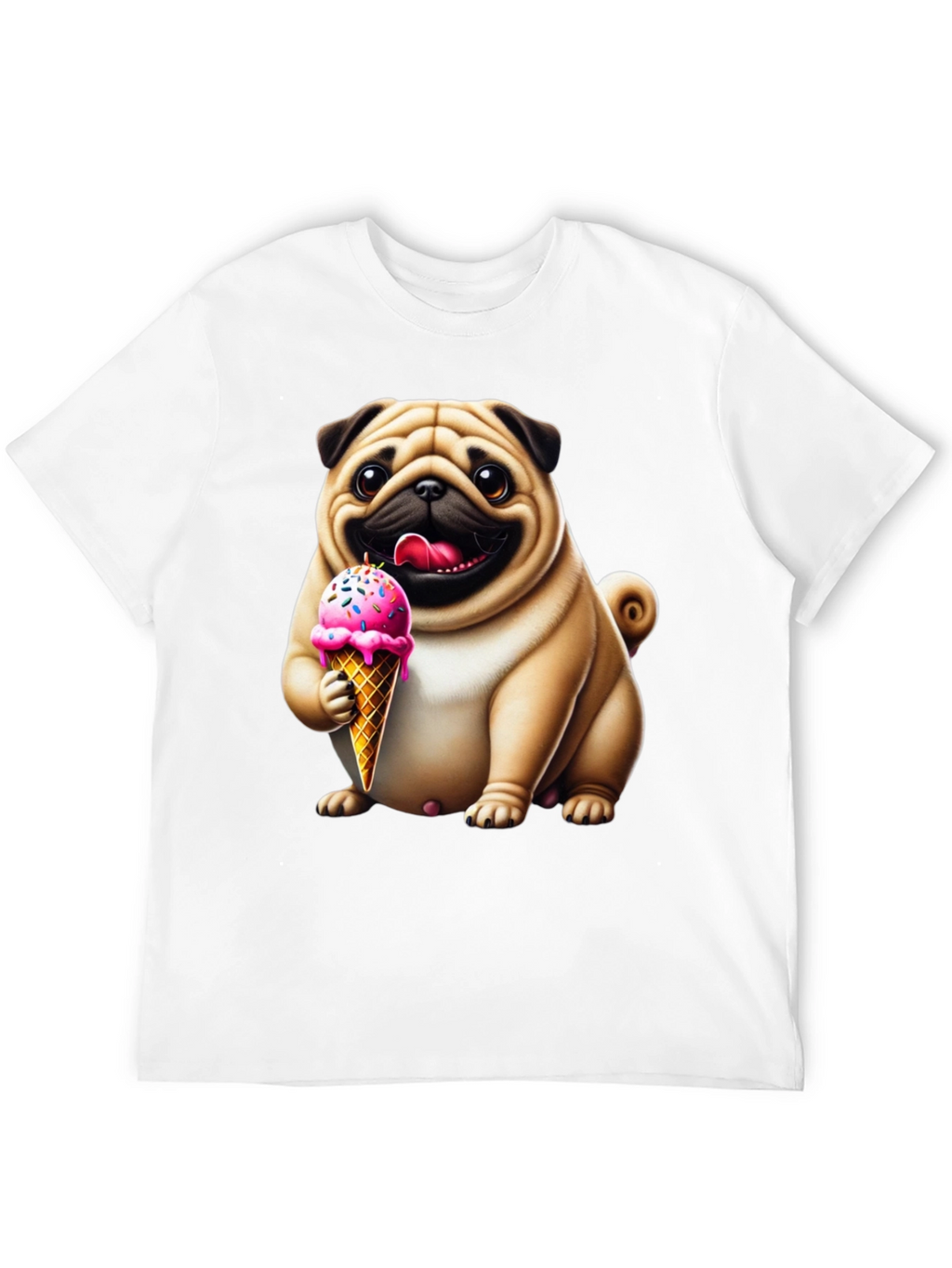 Pug Ice Cream T-Shirt - Adorable Dog Tee