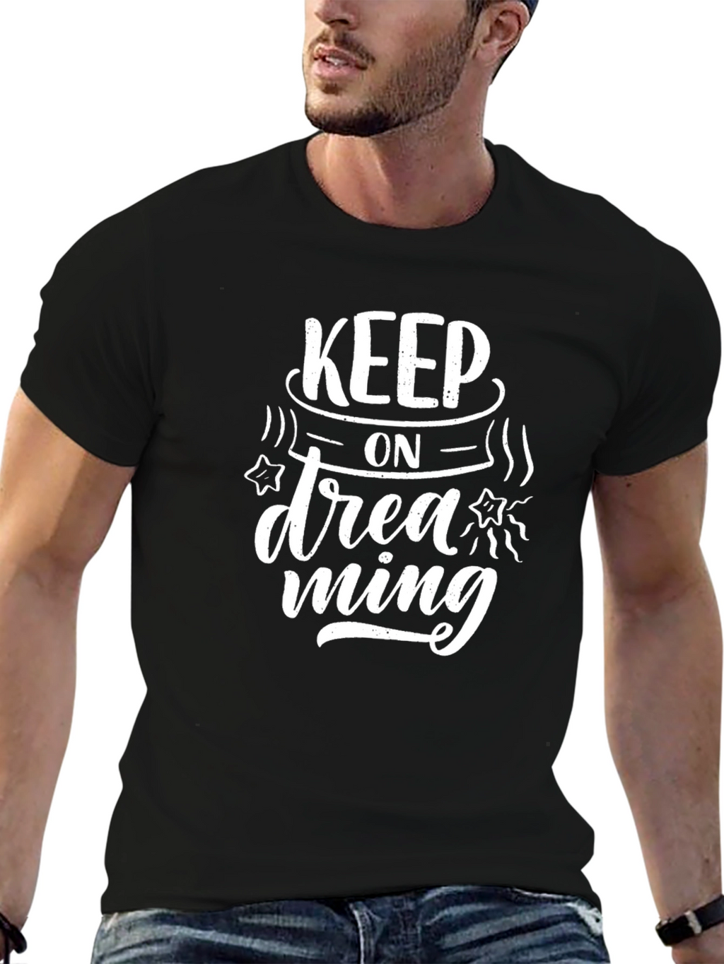 Keep on Dreaming Black Graphic T-Shirt