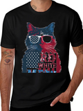 Patriotic Cat T-Shirt: Red White & Blue