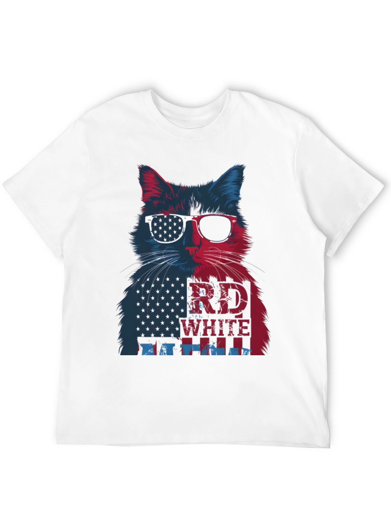 Patriotic Cat T-Shirt: Red White & Blue