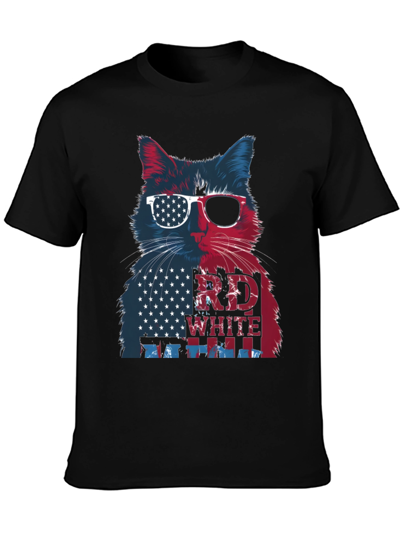 Patriotic Cat T-Shirt: Red White & Blue