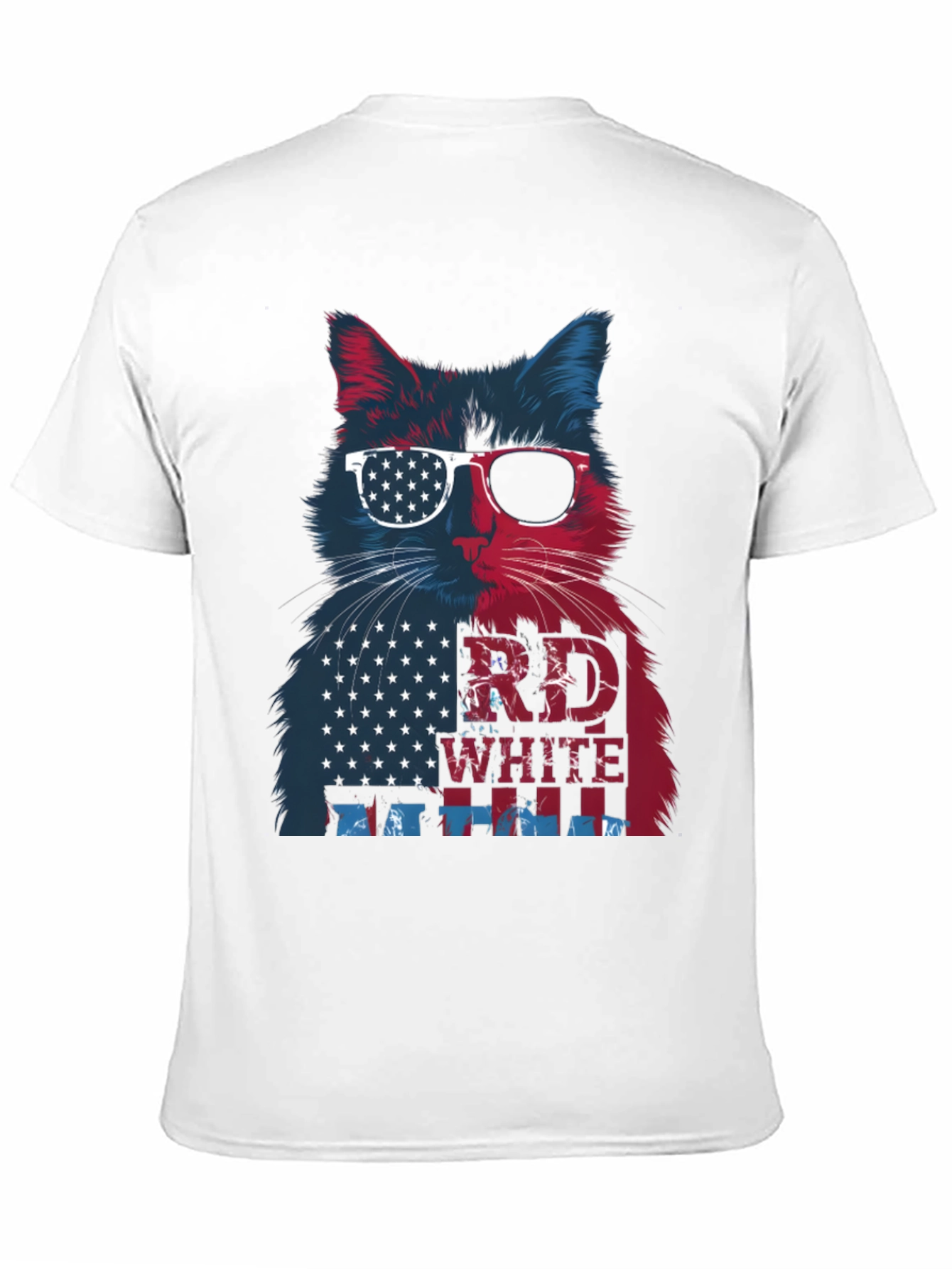 Patriotic Cat T-Shirt: Red White & Blue
