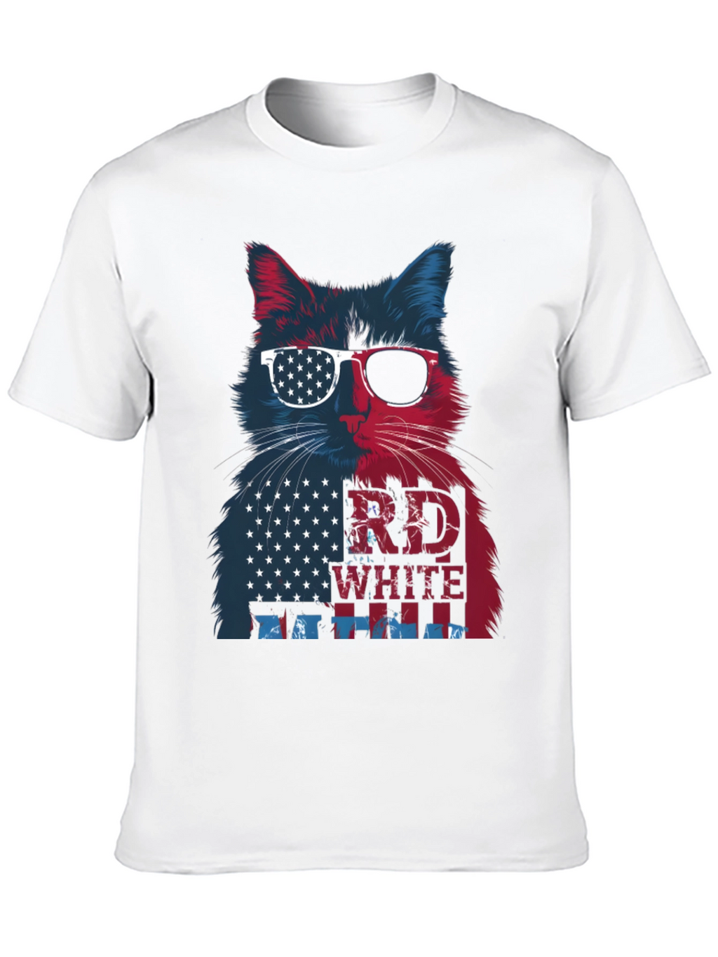 Patriotic Cat T-Shirt: Red White & Blue