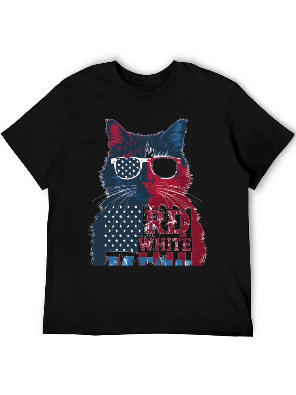 Patriotic Cat T-Shirt: Red White & Blue