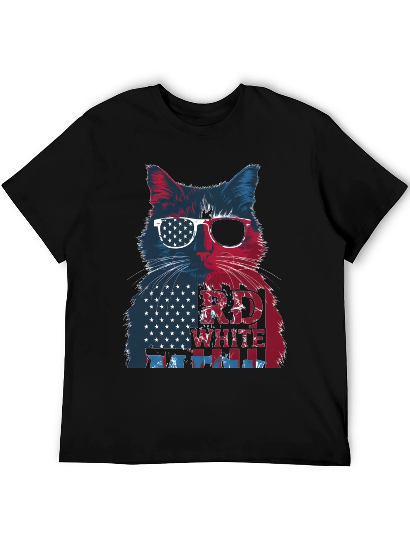 Patriotic Cat T-Shirt: Red White & Blue