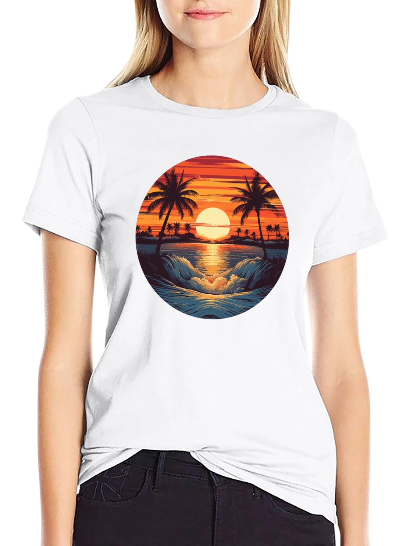 Sunset Beach Graphic Tee - Black