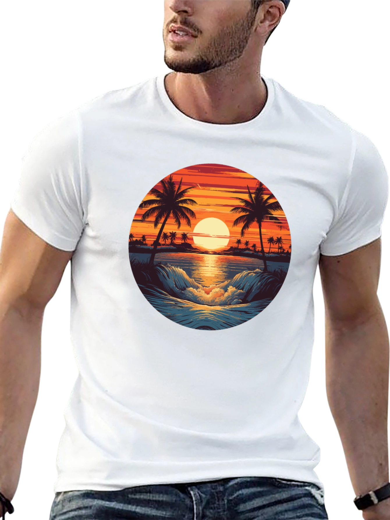 Sunset Beach Graphic Tee - Black