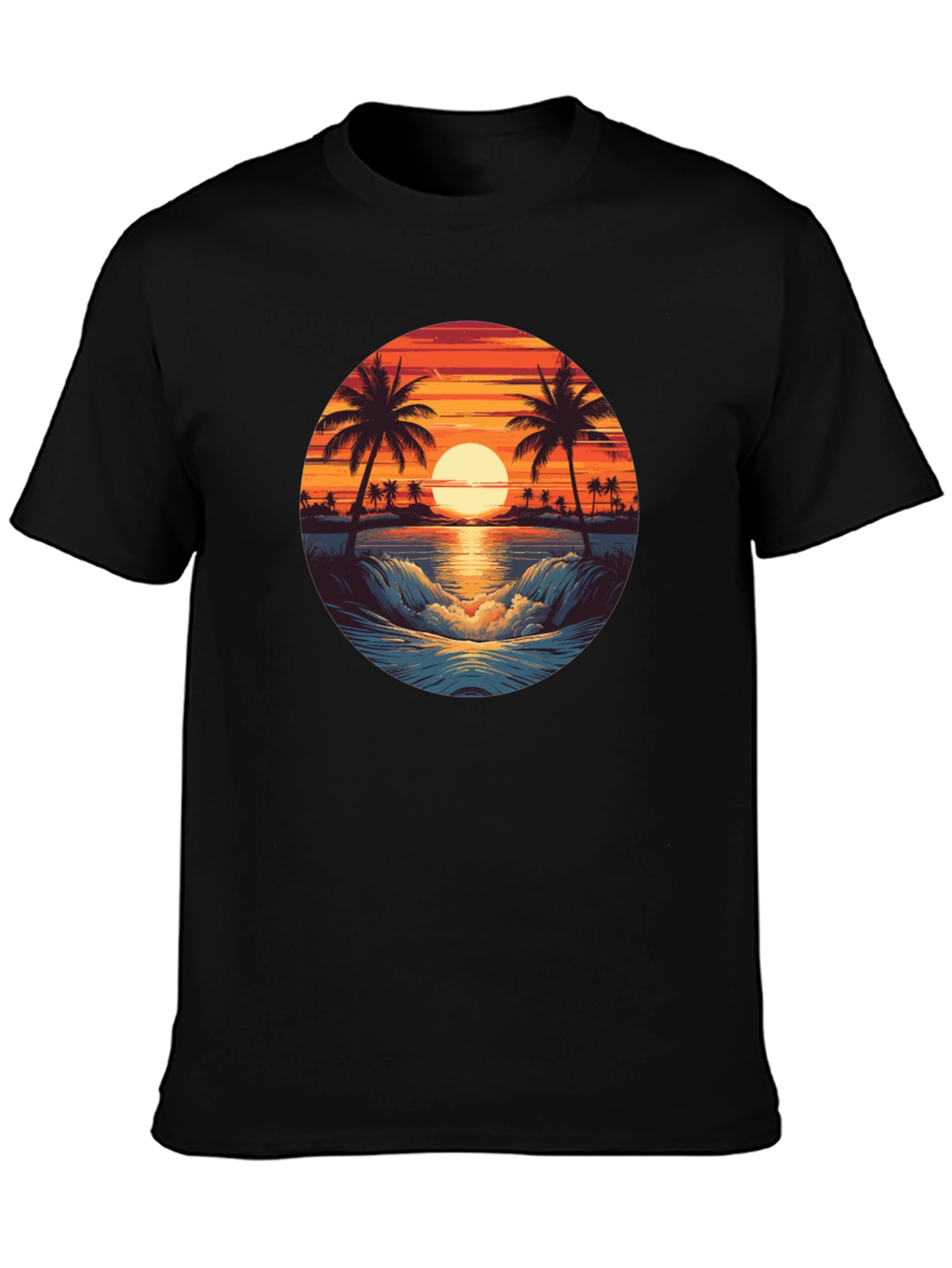 Sunset Beach Graphic Tee - Black