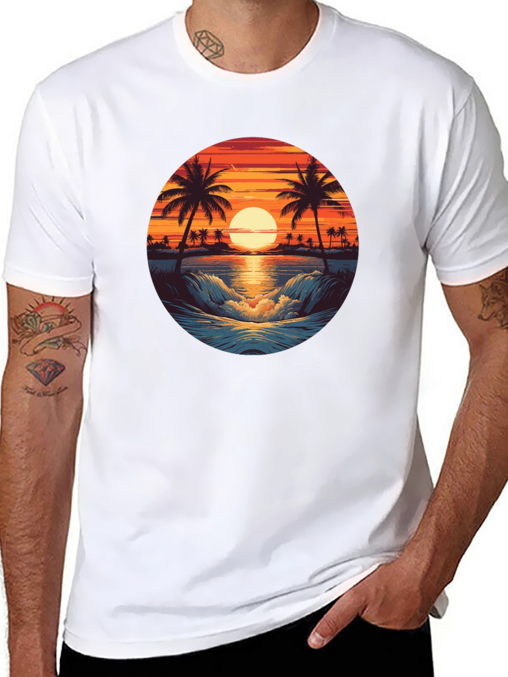 Sunset Beach Graphic Tee - Black