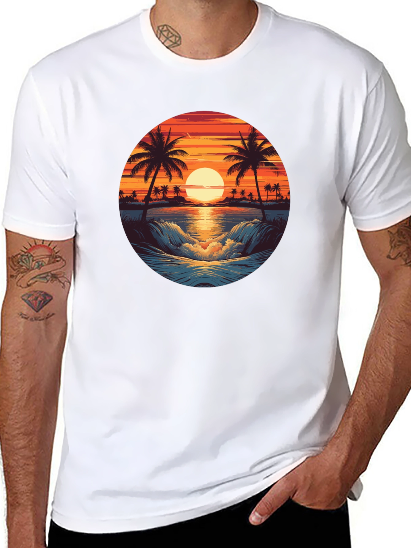 Sunset Beach Graphic Tee - Black