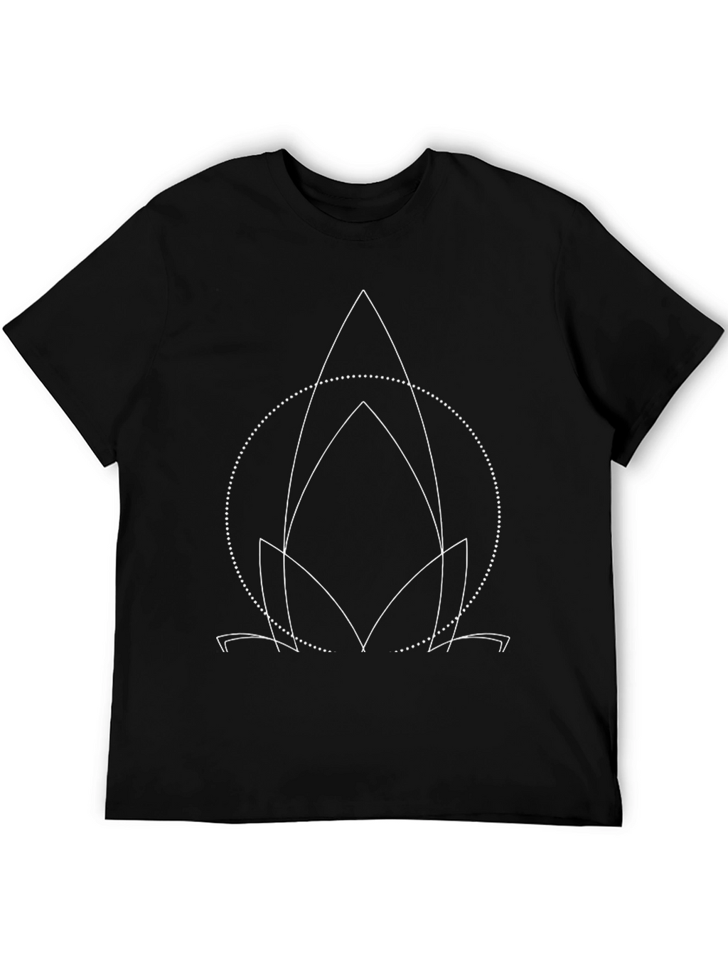 Geometric Lotus Graphic Black Tee