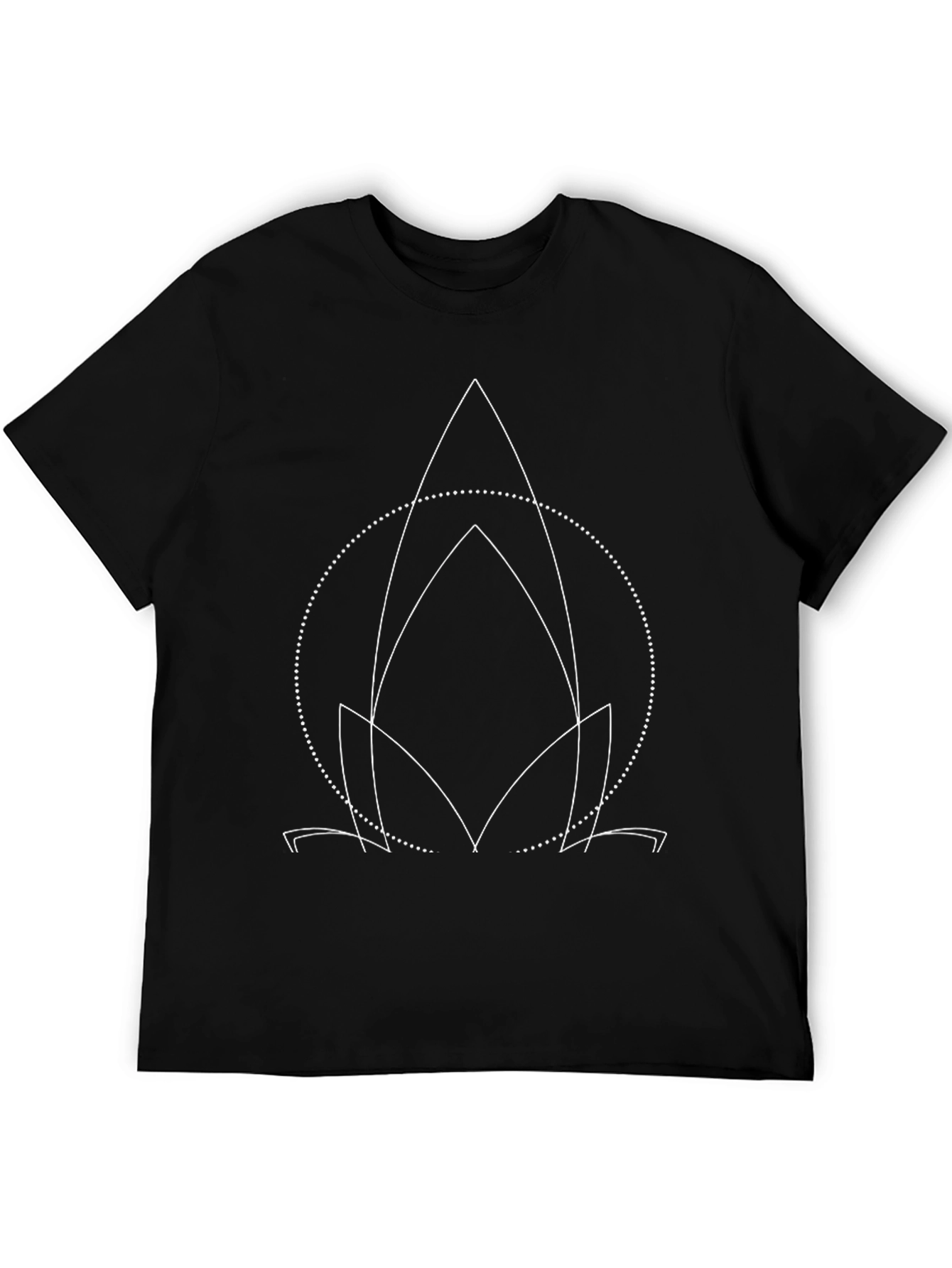 Geometric Lotus Graphic Black Tee