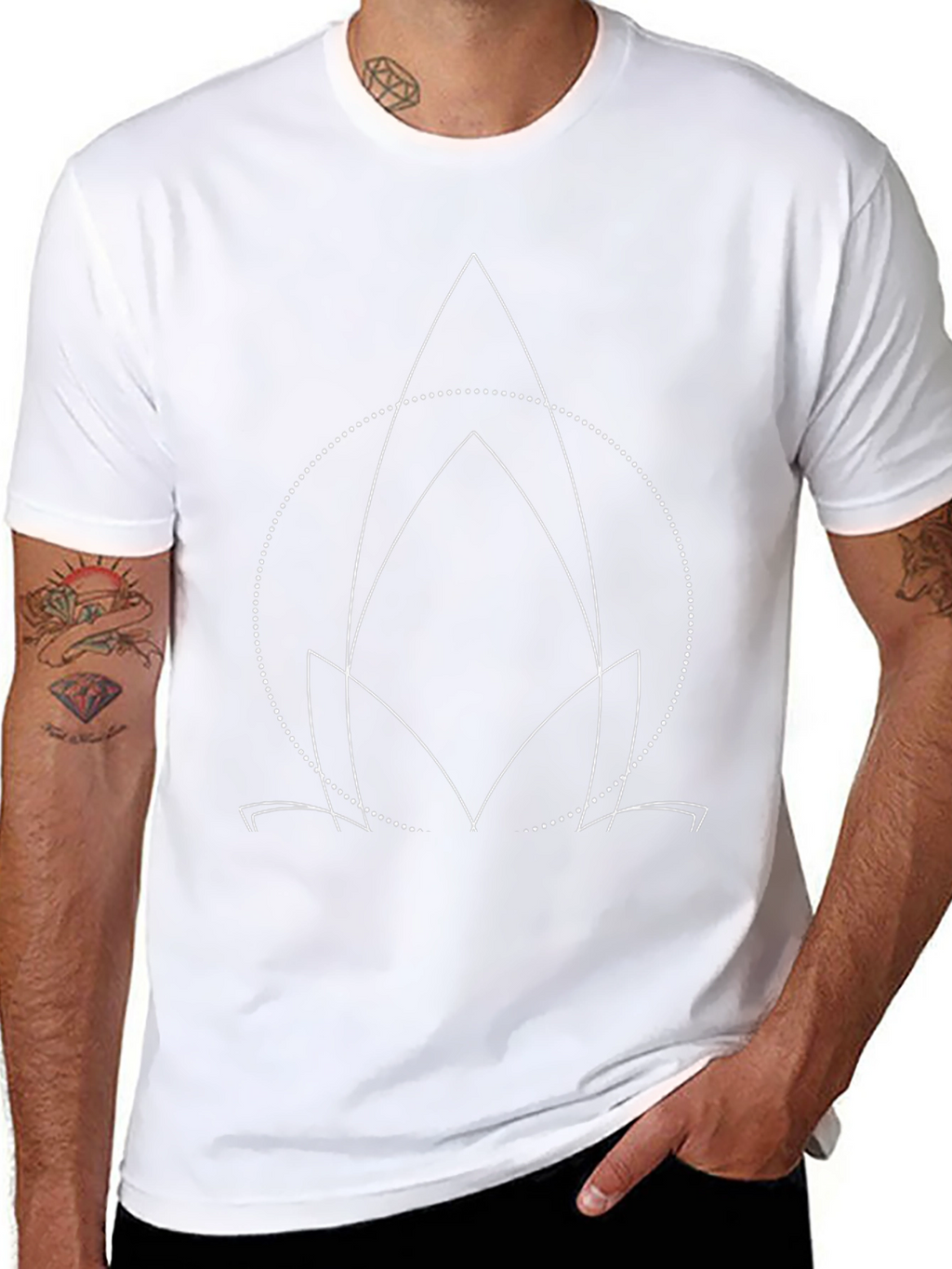 Geometric Lotus Graphic Black Tee