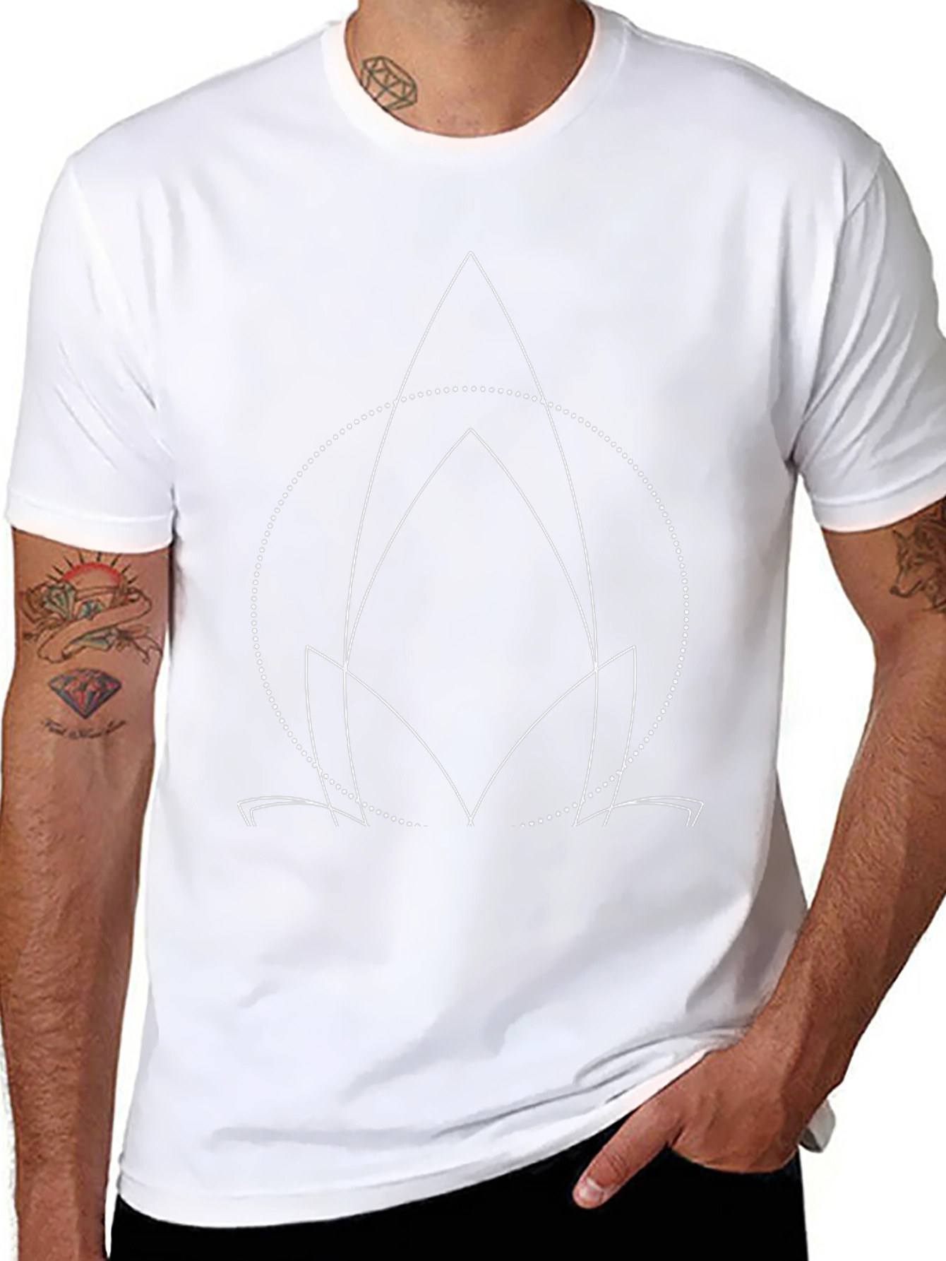 Geometric Lotus Graphic Black Tee