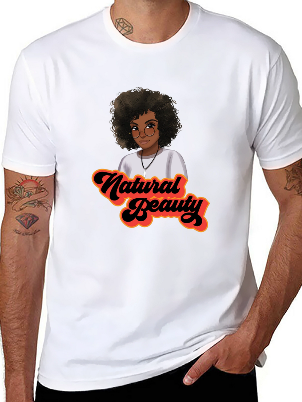 Natural Beauty Afro Graphic Tee - Stylish Black T-Shirt