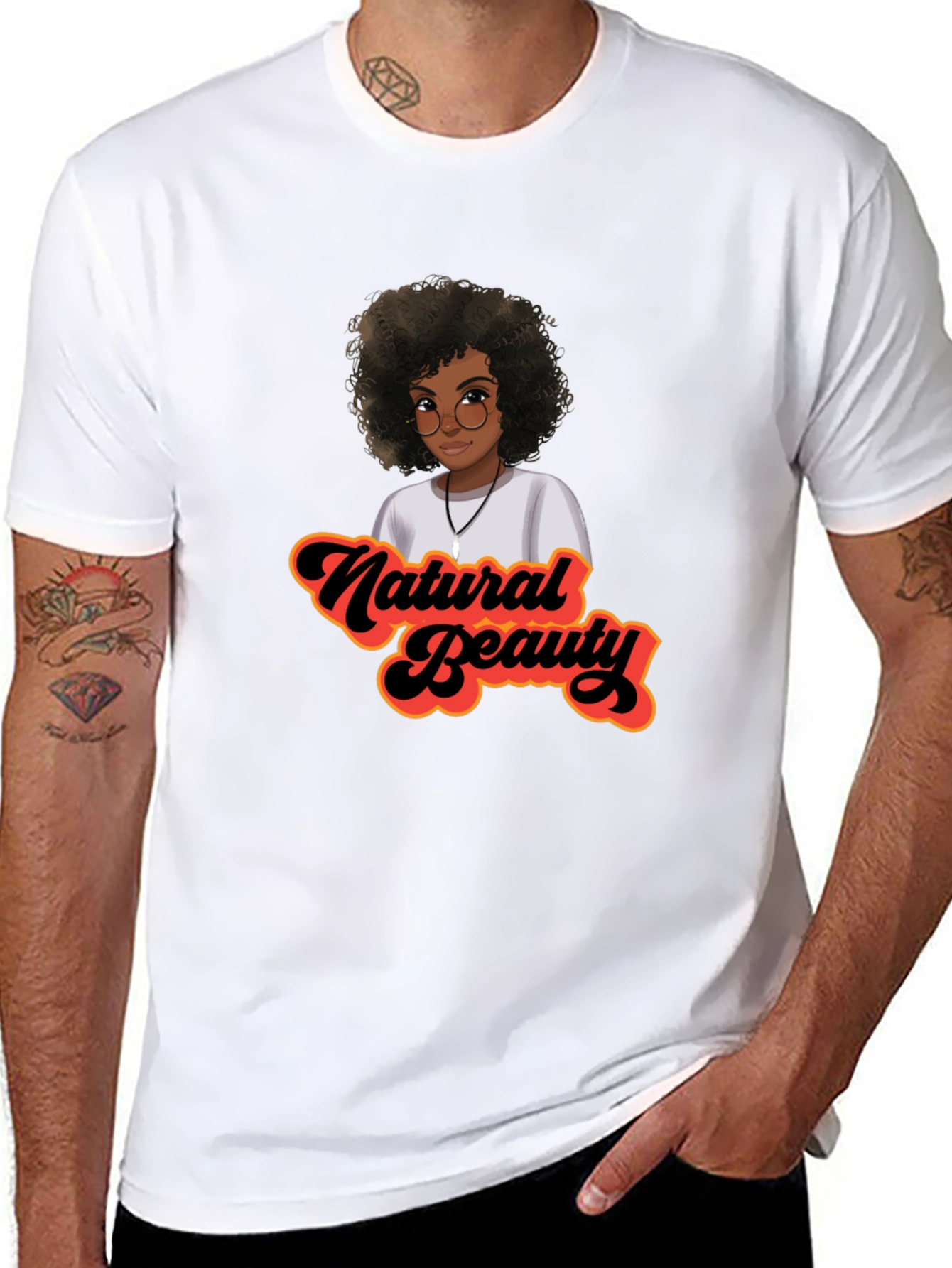 Natural Beauty Afro Graphic Tee - Stylish Black T-Shirt