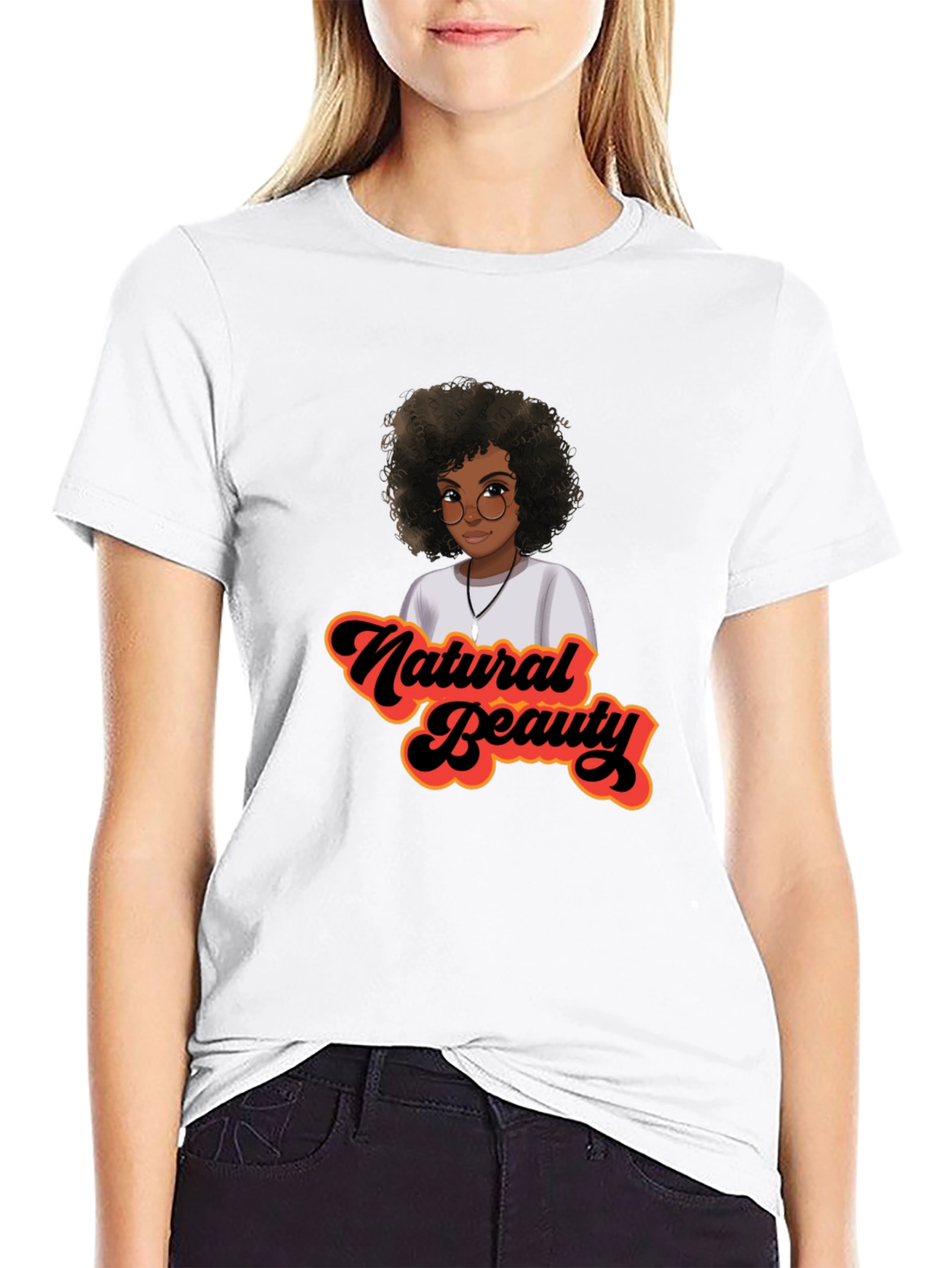 Natural Beauty Afro Graphic Tee - Stylish Black T-Shirt