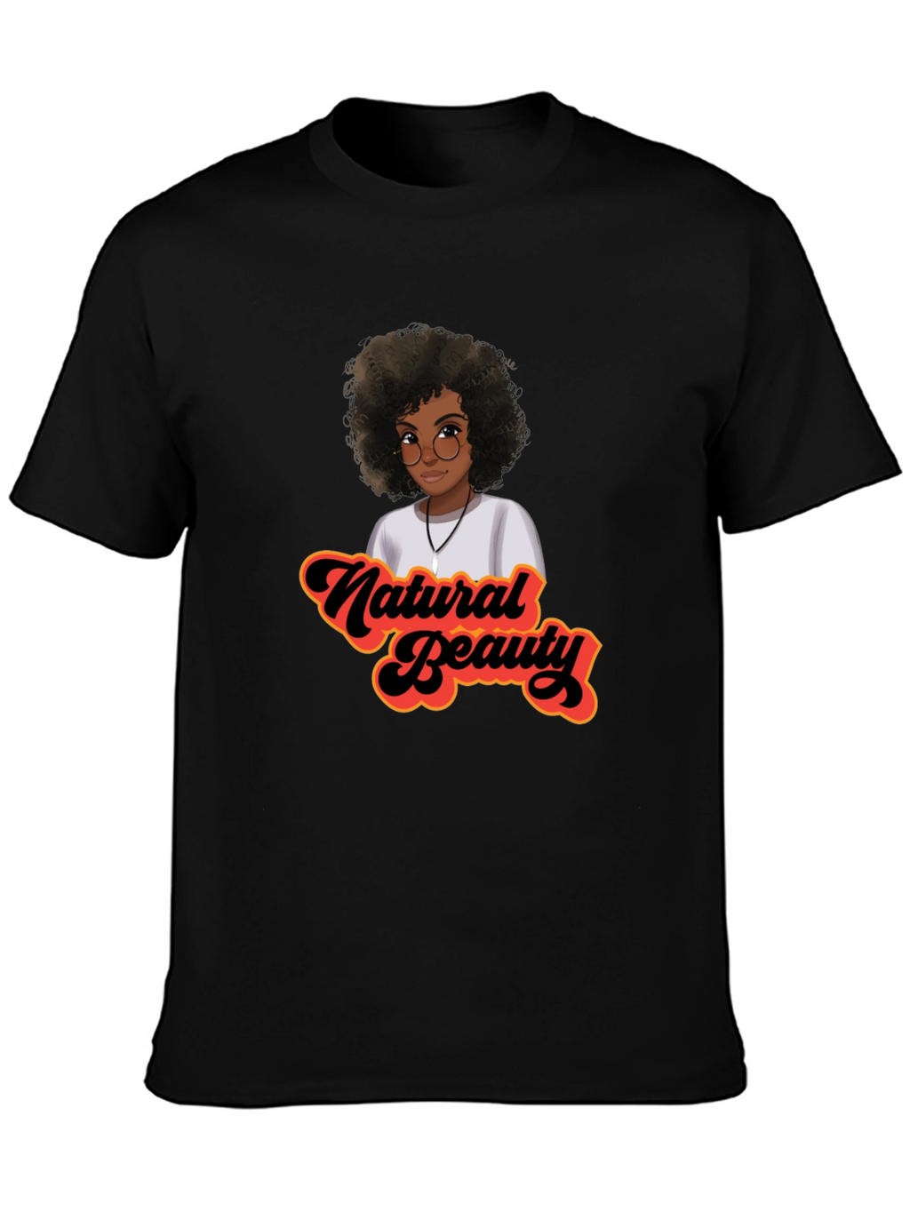 Natural Beauty Afro Graphic Tee - Stylish Black T-Shirt