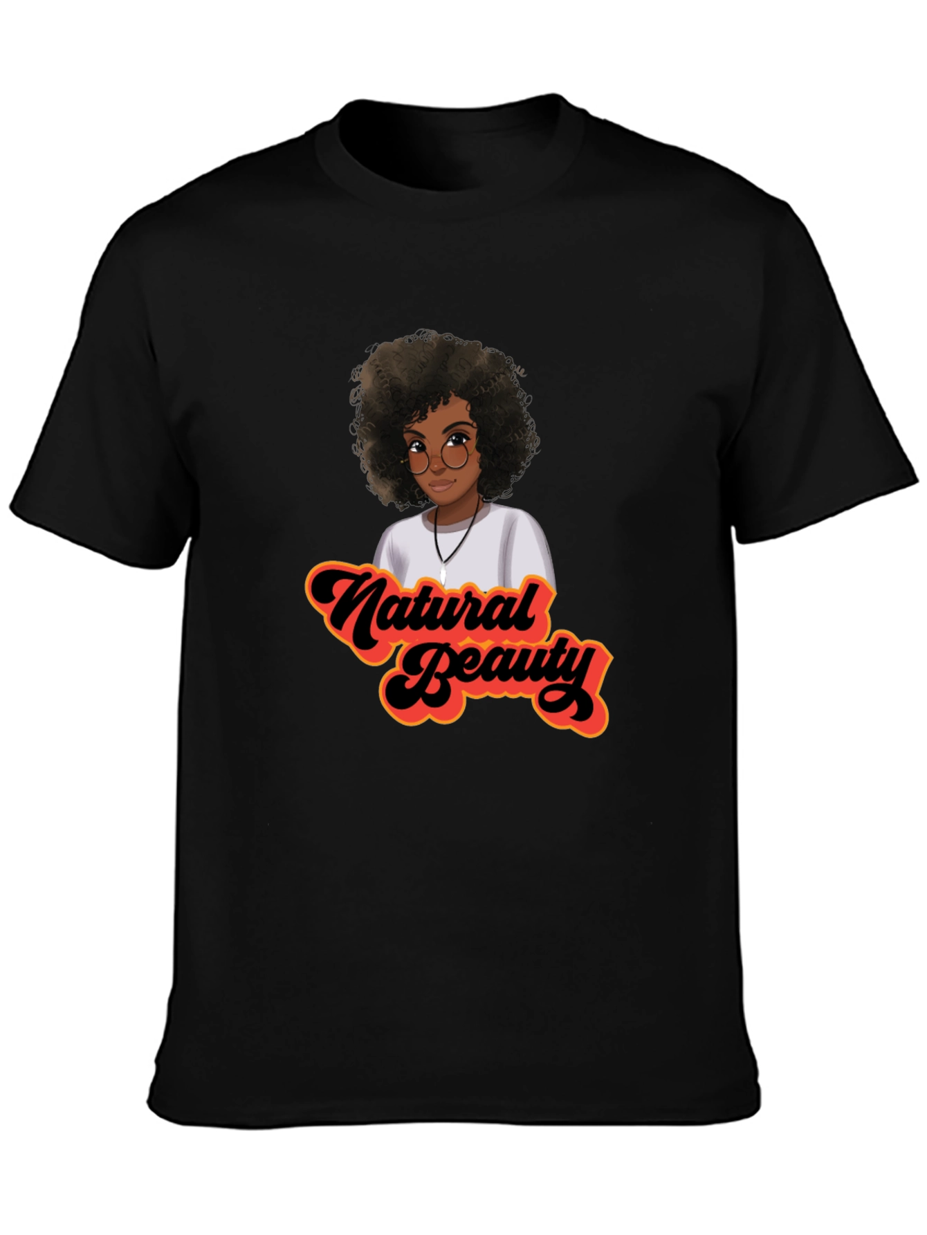 Natural Beauty Afro Graphic Tee - Stylish Black T-Shirt